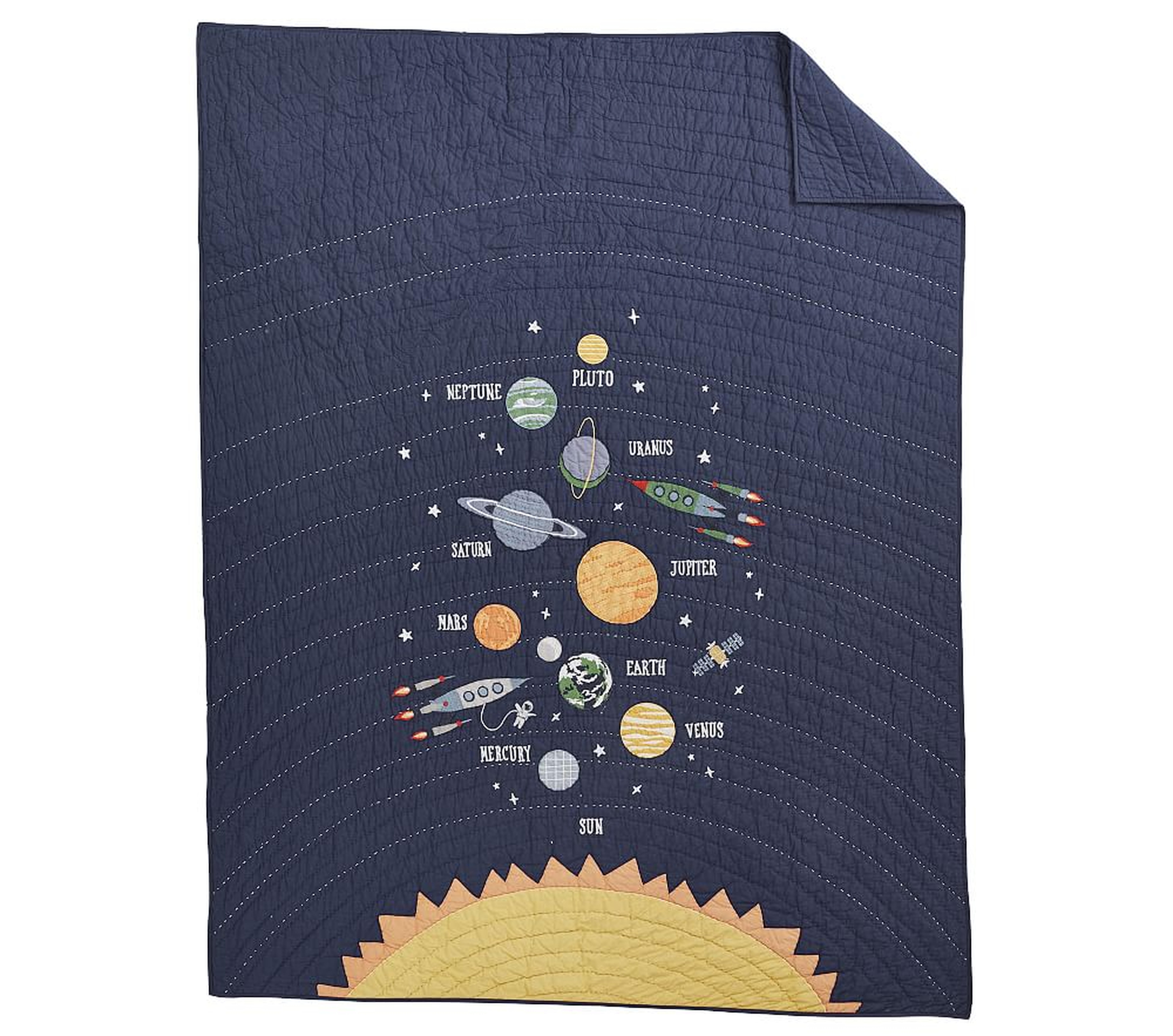 Solar System Glow-in-the-Dark Quilt, Twin, Navy Multi - Pottery Barn Kids