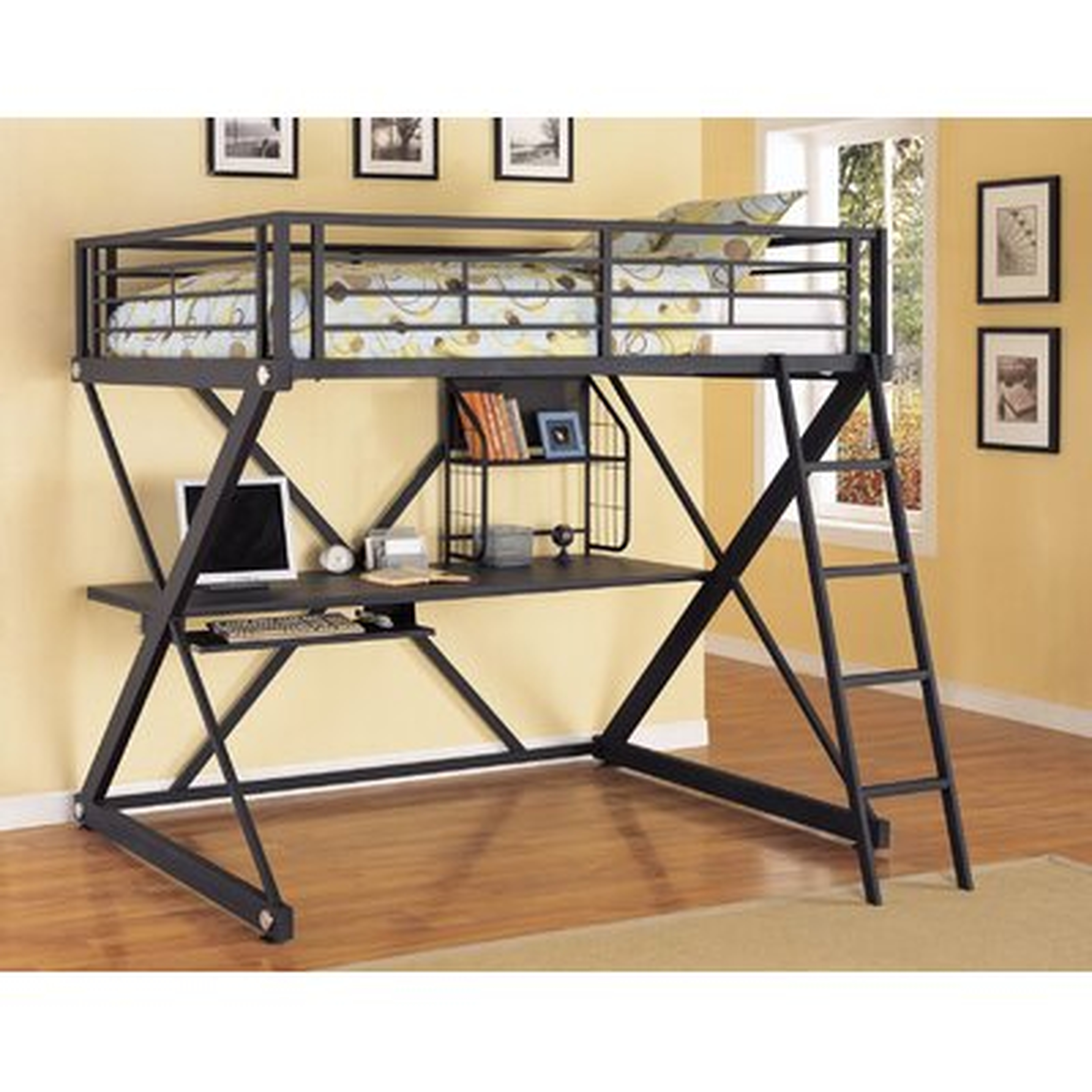 Hedy Full Over Full Loft Bed with Shelves - Wayfair