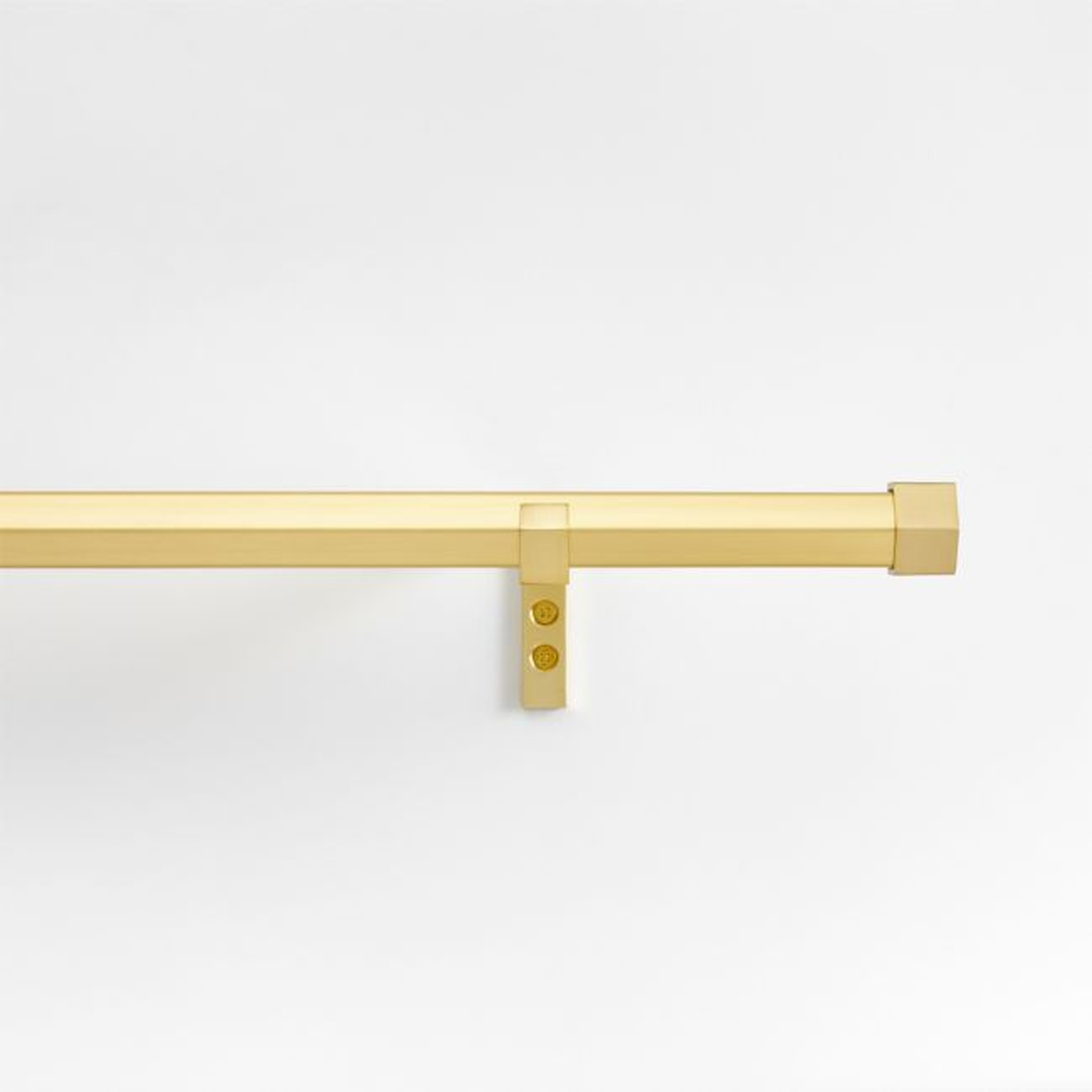 Brass 1" Hexagonal Curtain Rod and End Cap Finials Set 120"-170" - Crate and Barrel