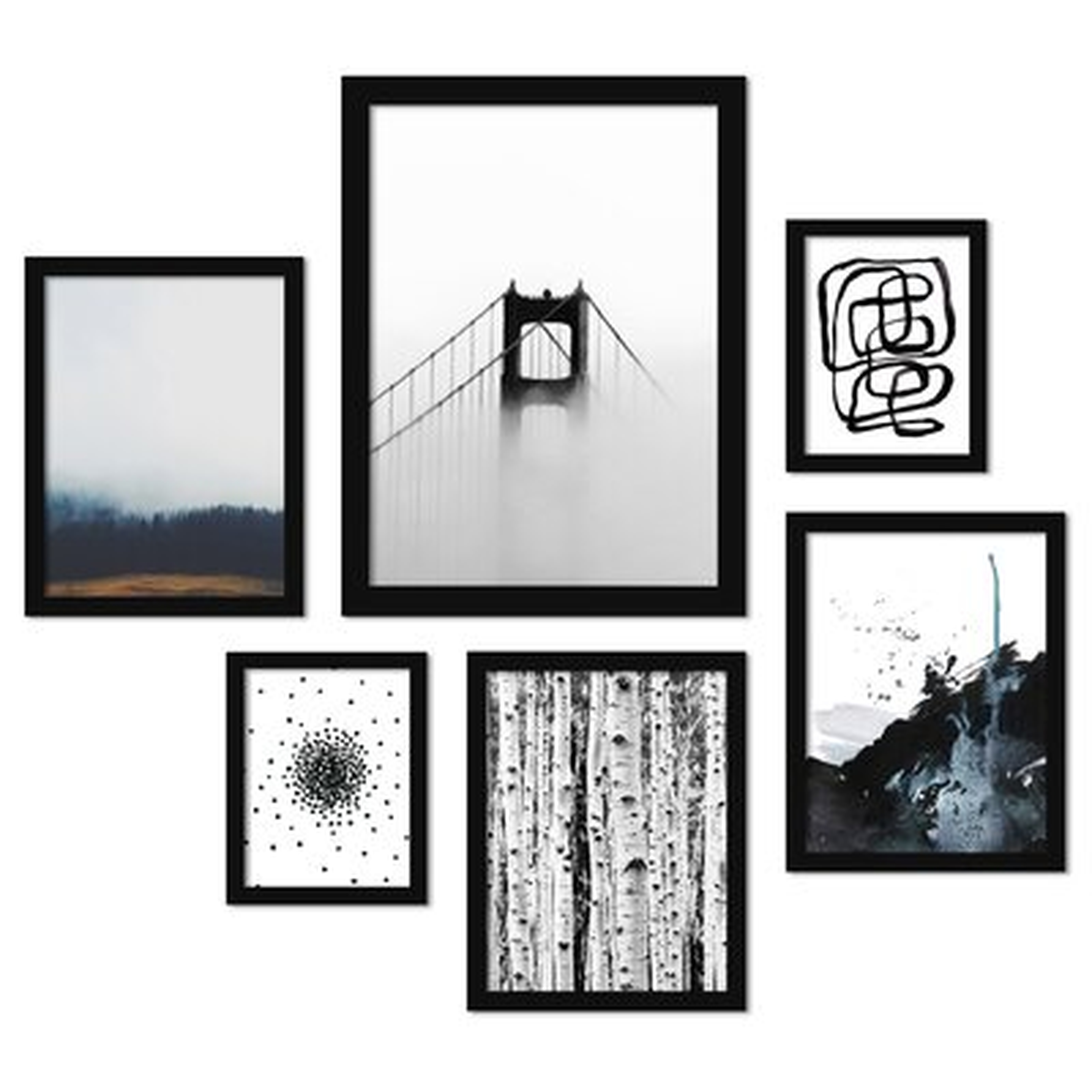 'Modern Mist' - 6 Piece Picture Frame Graphic Art Set - Wayfair