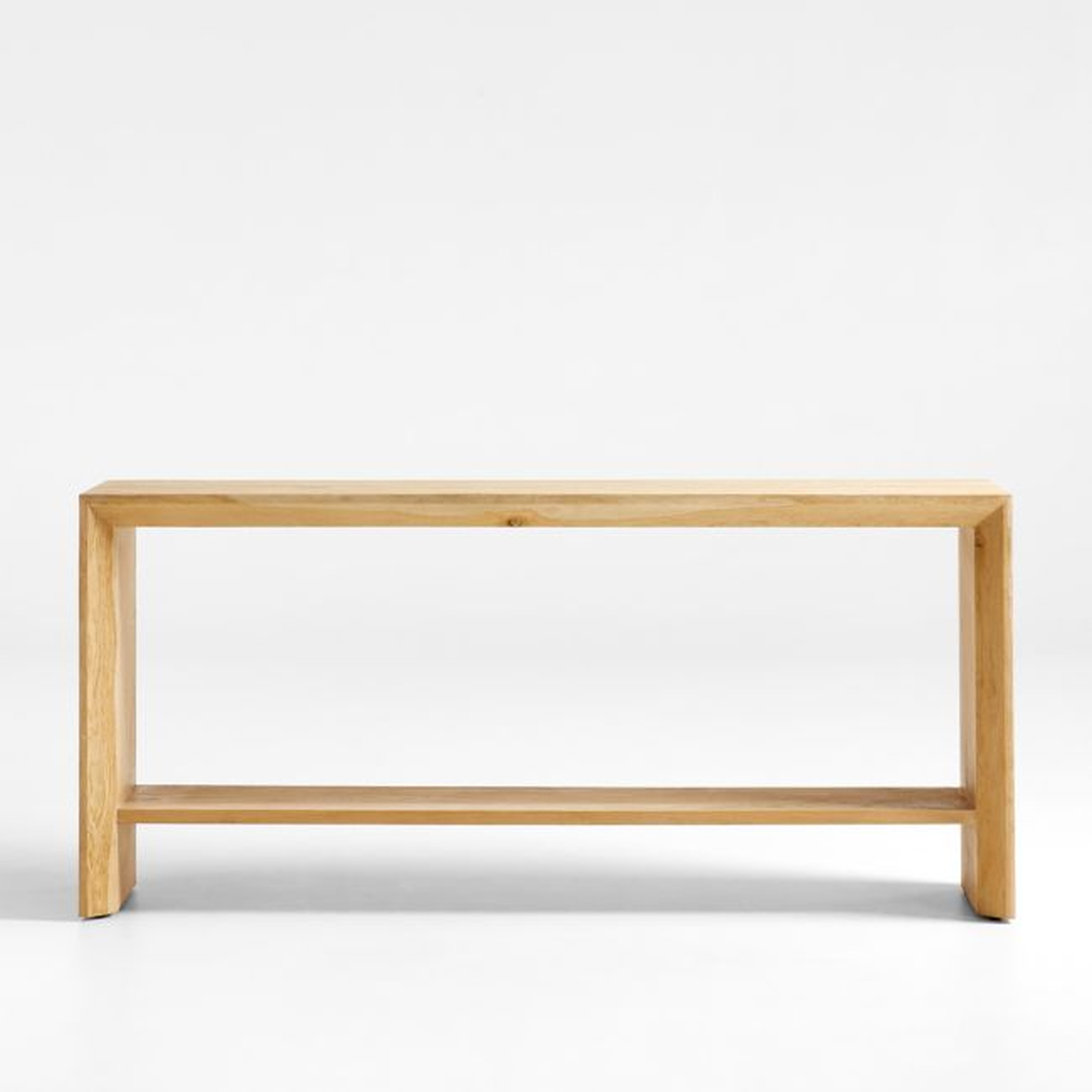 Baja 72" Rectangular Natural Oak Wood Console Table with Shelf - Crate and Barrel