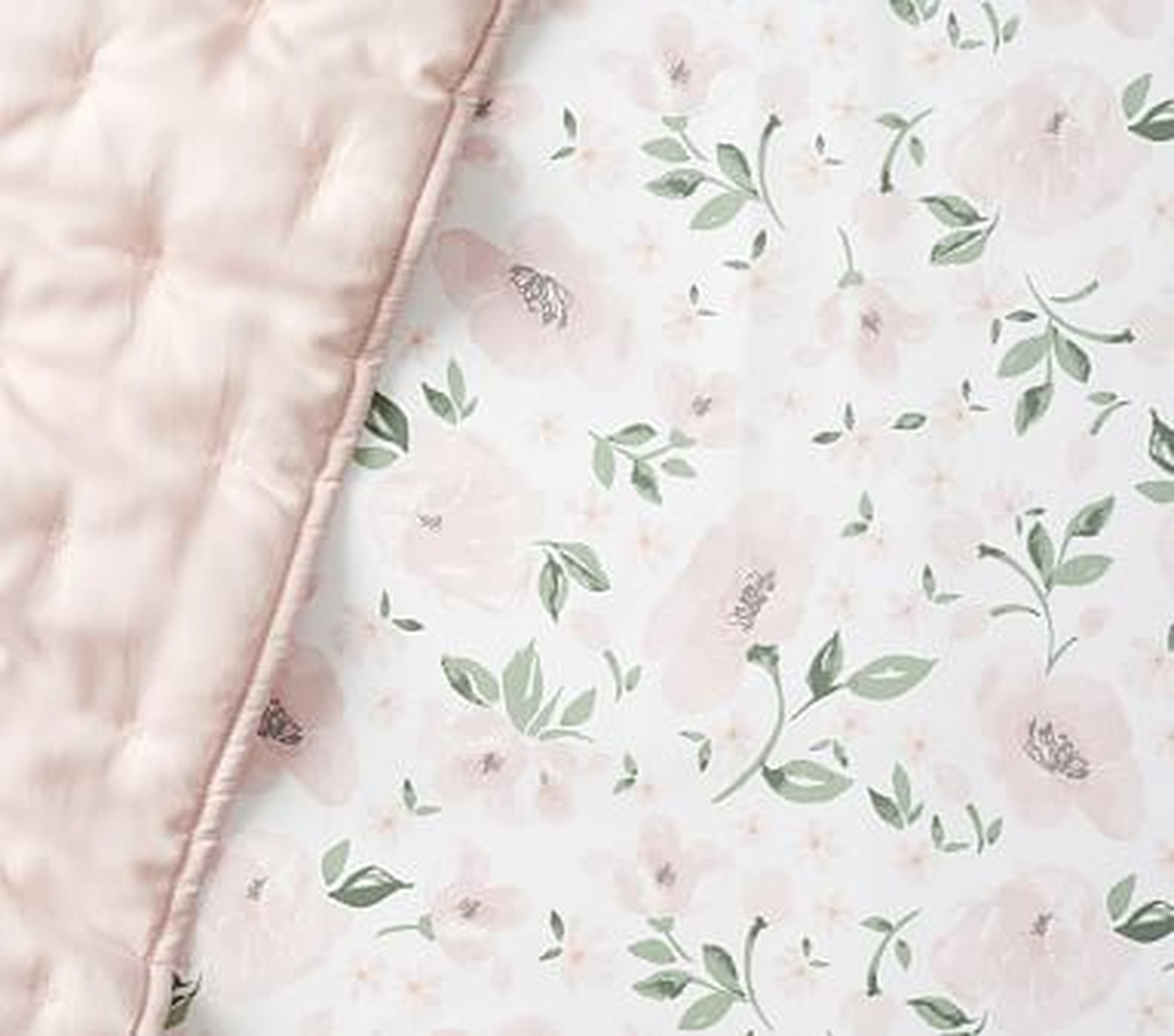 Organic Meredith Allover Floral Crib Fitted Sheet, Blush - Pottery Barn Kids