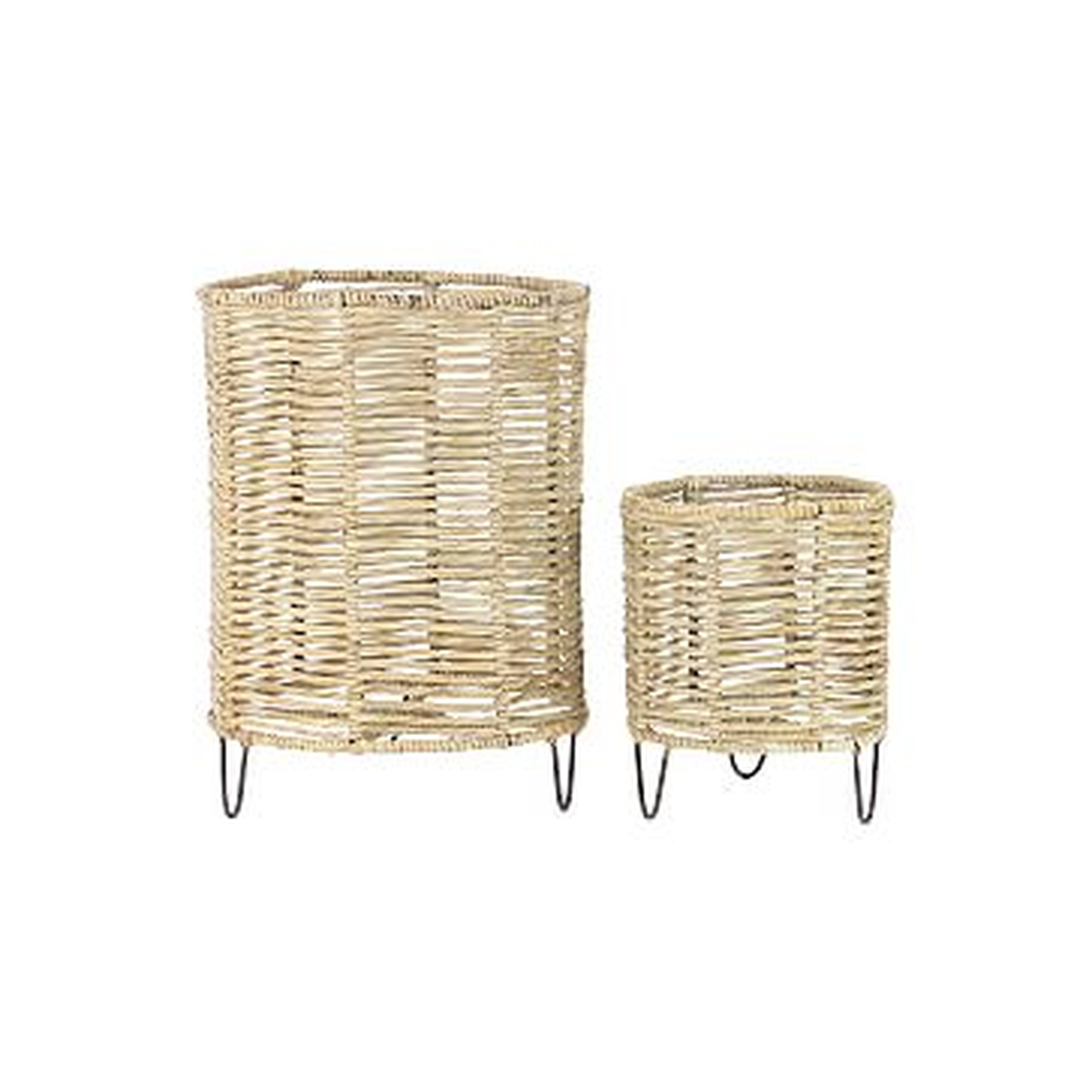 Woven Rush and Iron Baskets - West Elm