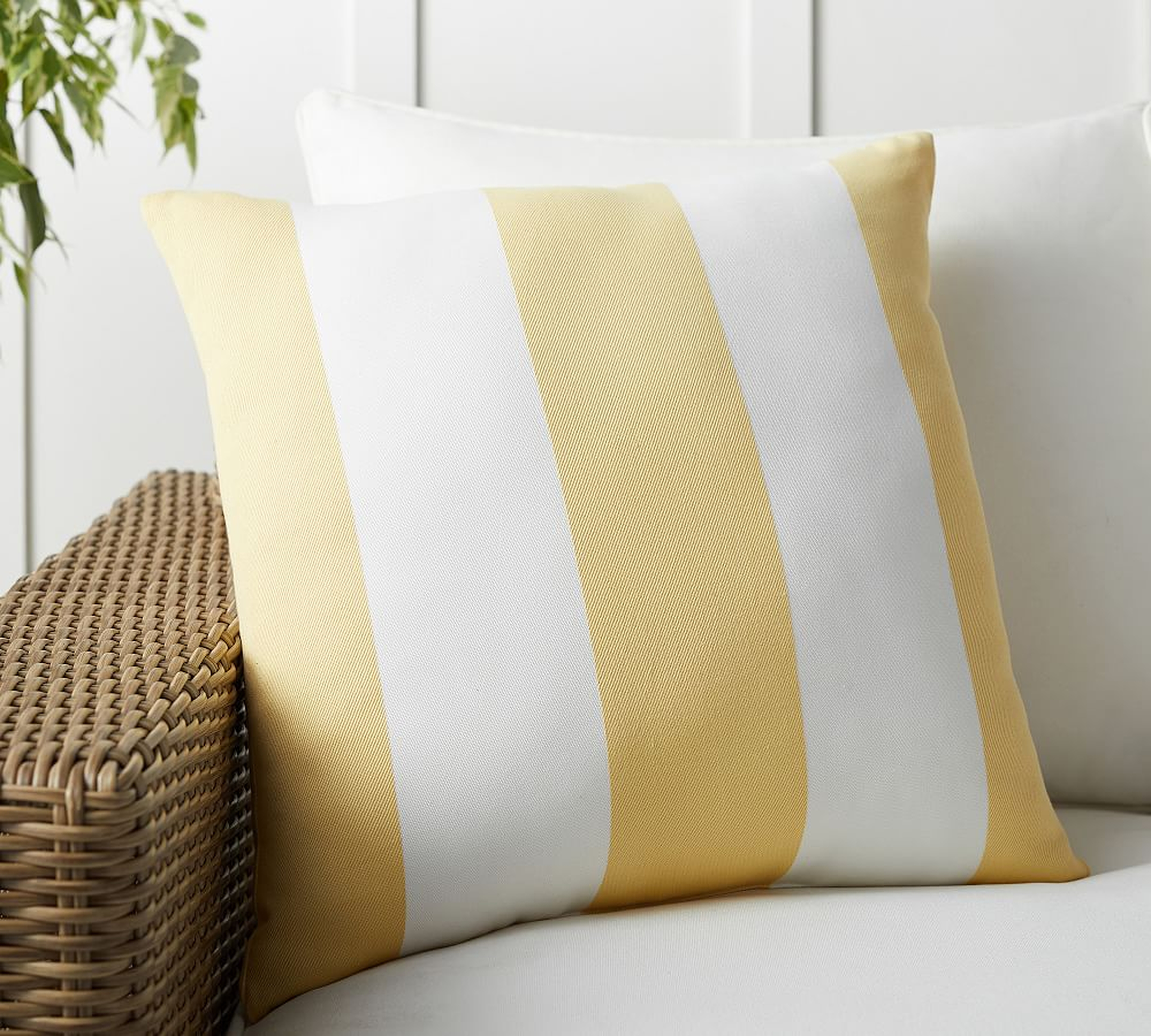 Classic Striped Indoor/Outdoor Pillow, 20 x 20", Yellow - Pottery Barn
