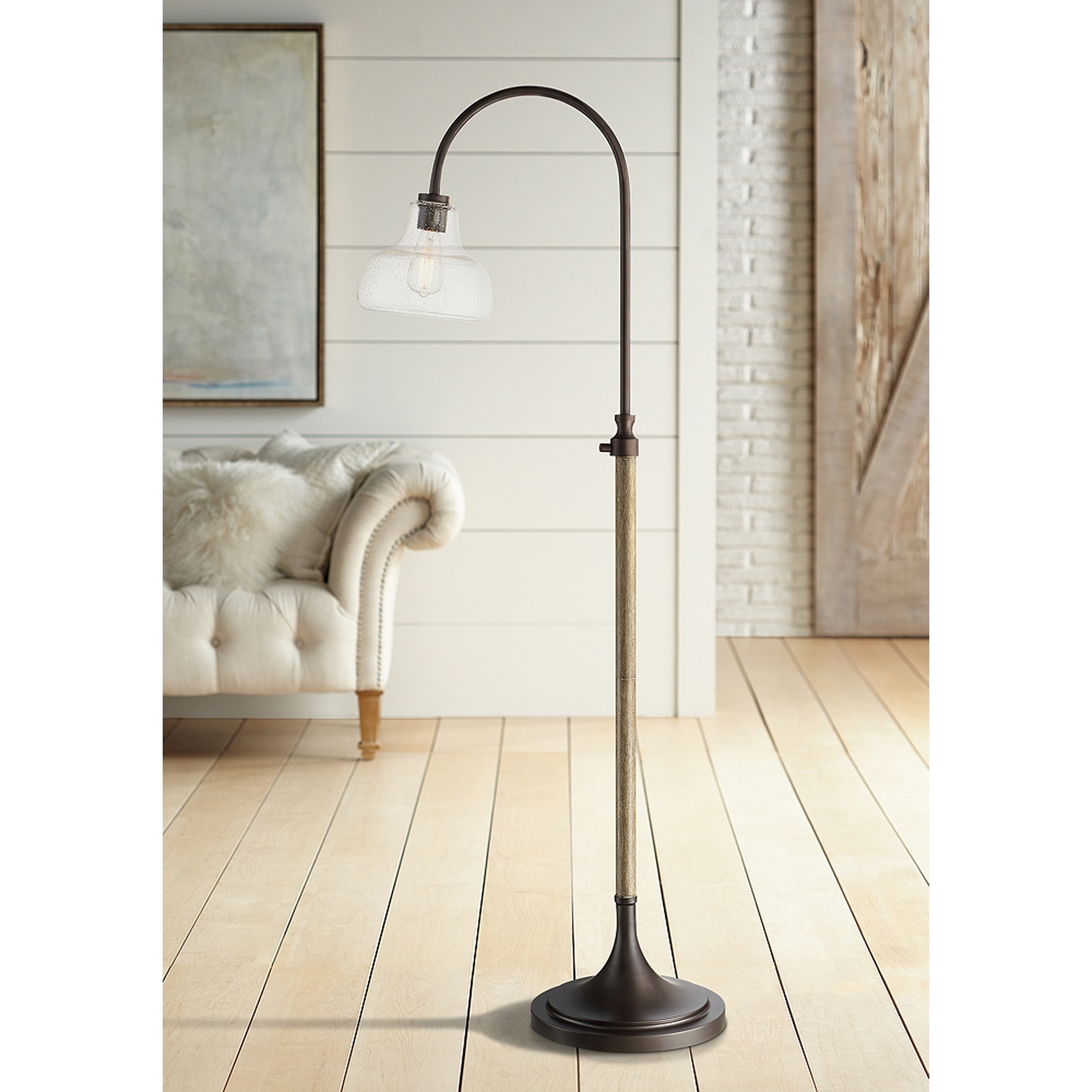 Jackson Bronze and Wood Grain Arc Floor Lamp - Style # 79Y15 - Lamps Plus
