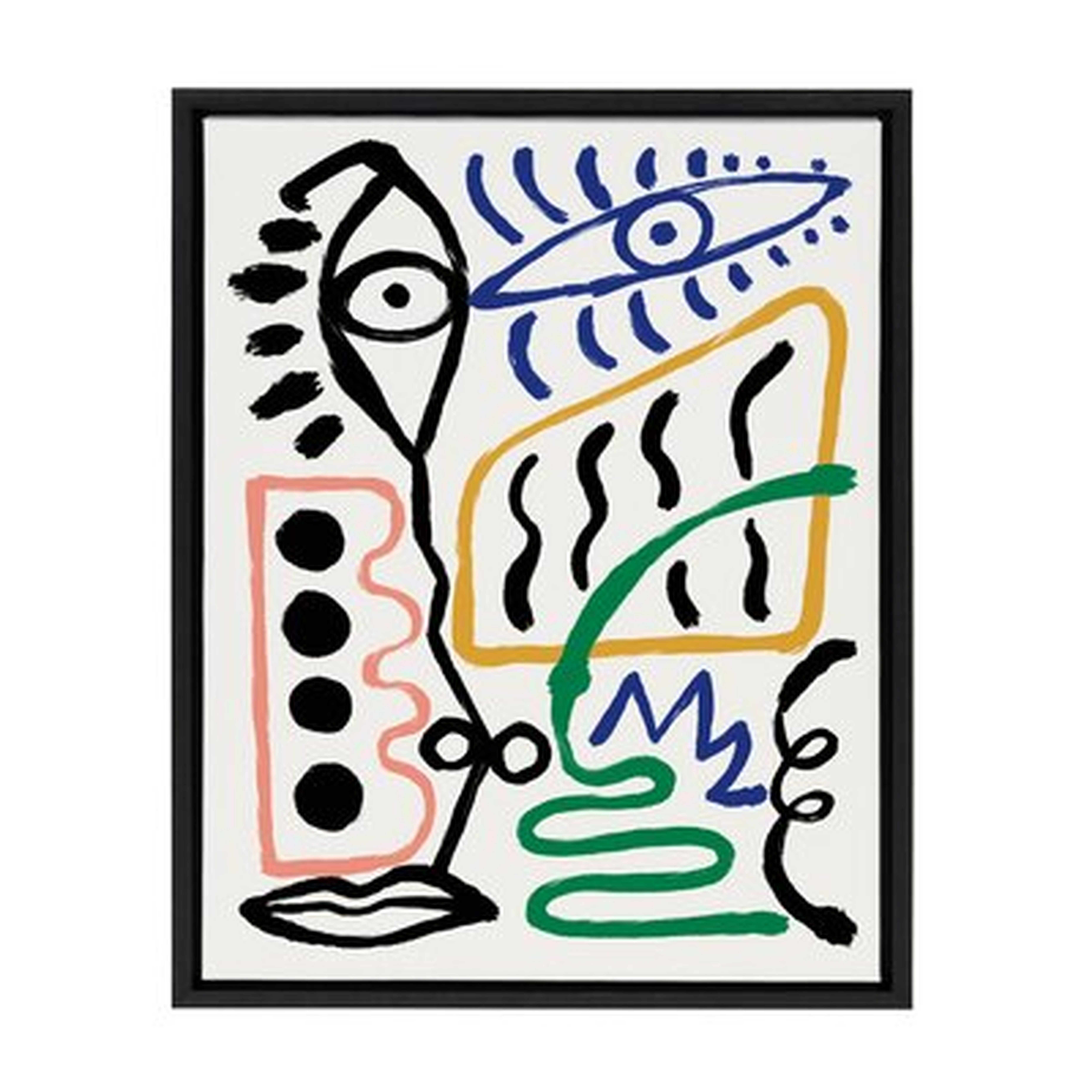 'MV Abstract Face 4' by Marcello Velho - Floater Frame Painting Print on Canvas - Wayfair