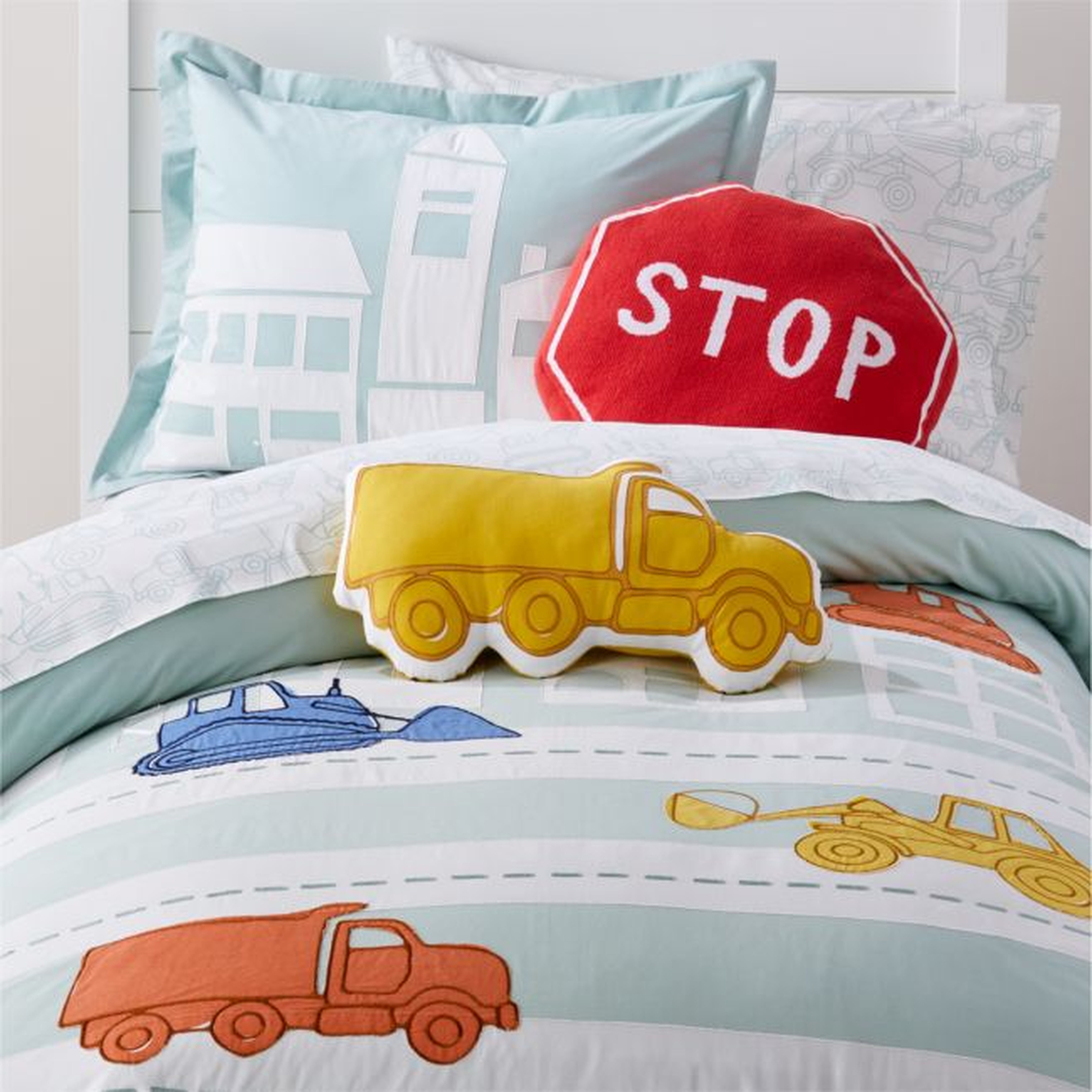 Construction Vehicle Twin Duvet Cover - Crate and Barrel