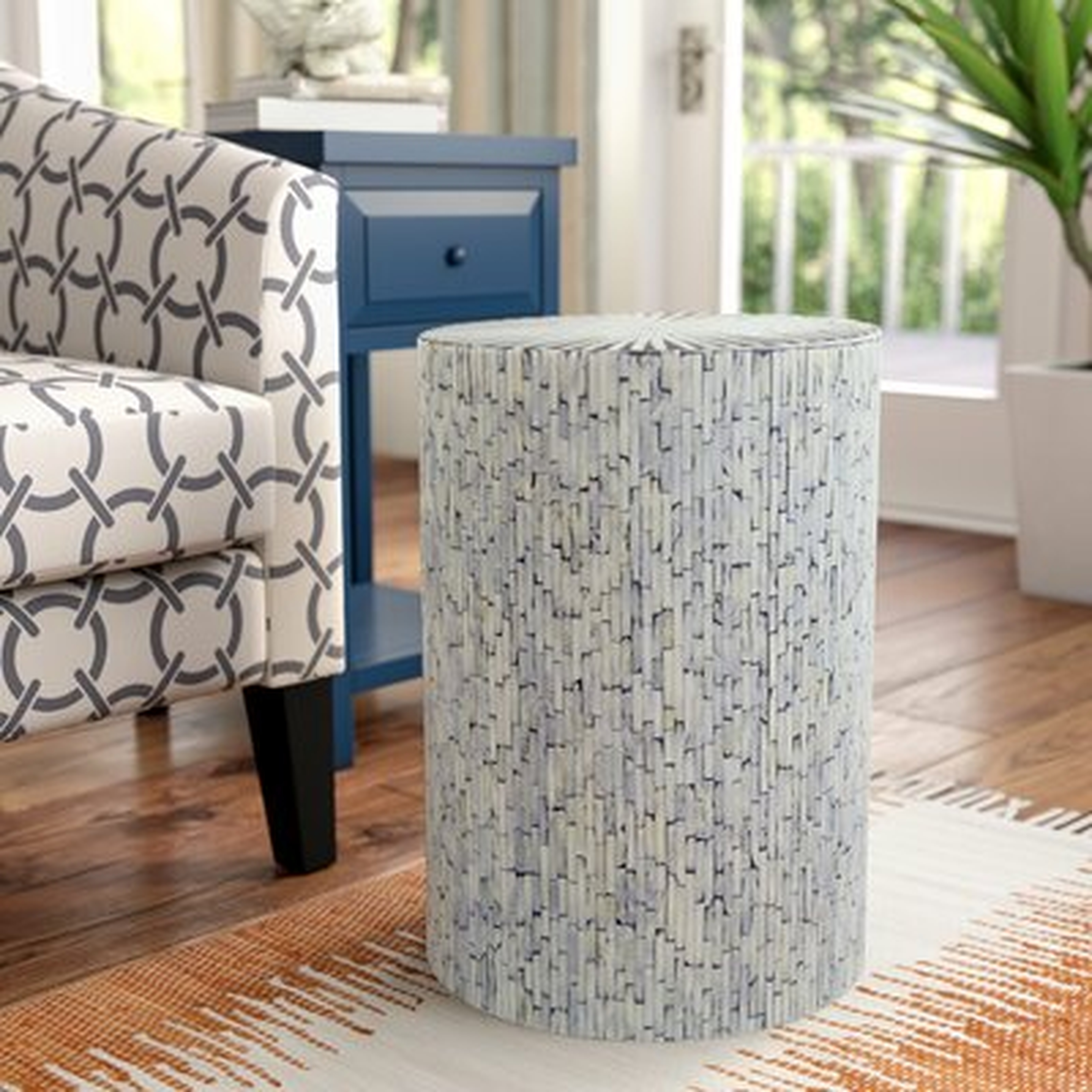 Timothy Mosaic Wood Accent Stool - Wayfair