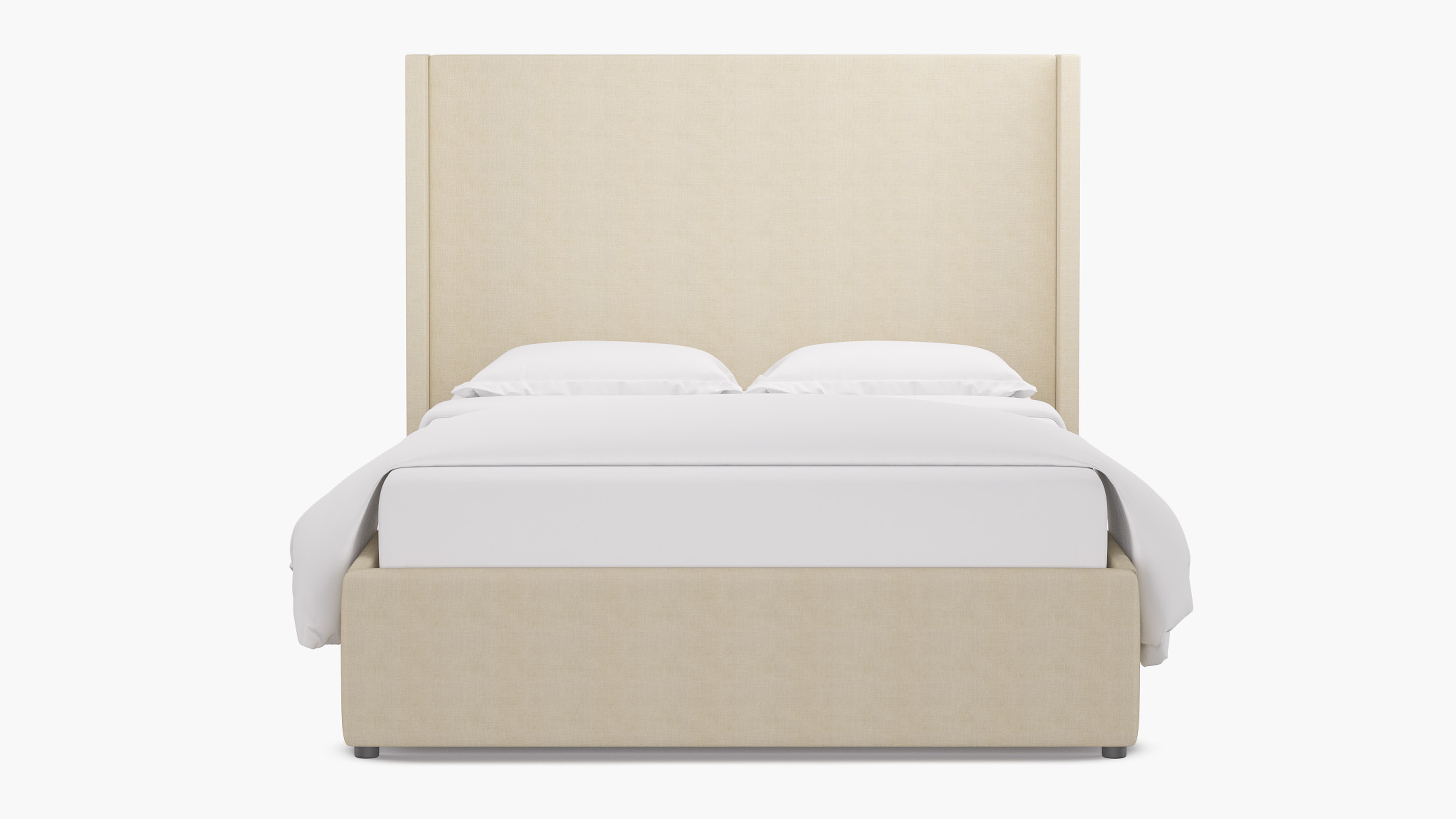 Modern Wingback Bed, Talc Everyday Linen, Full - The Inside