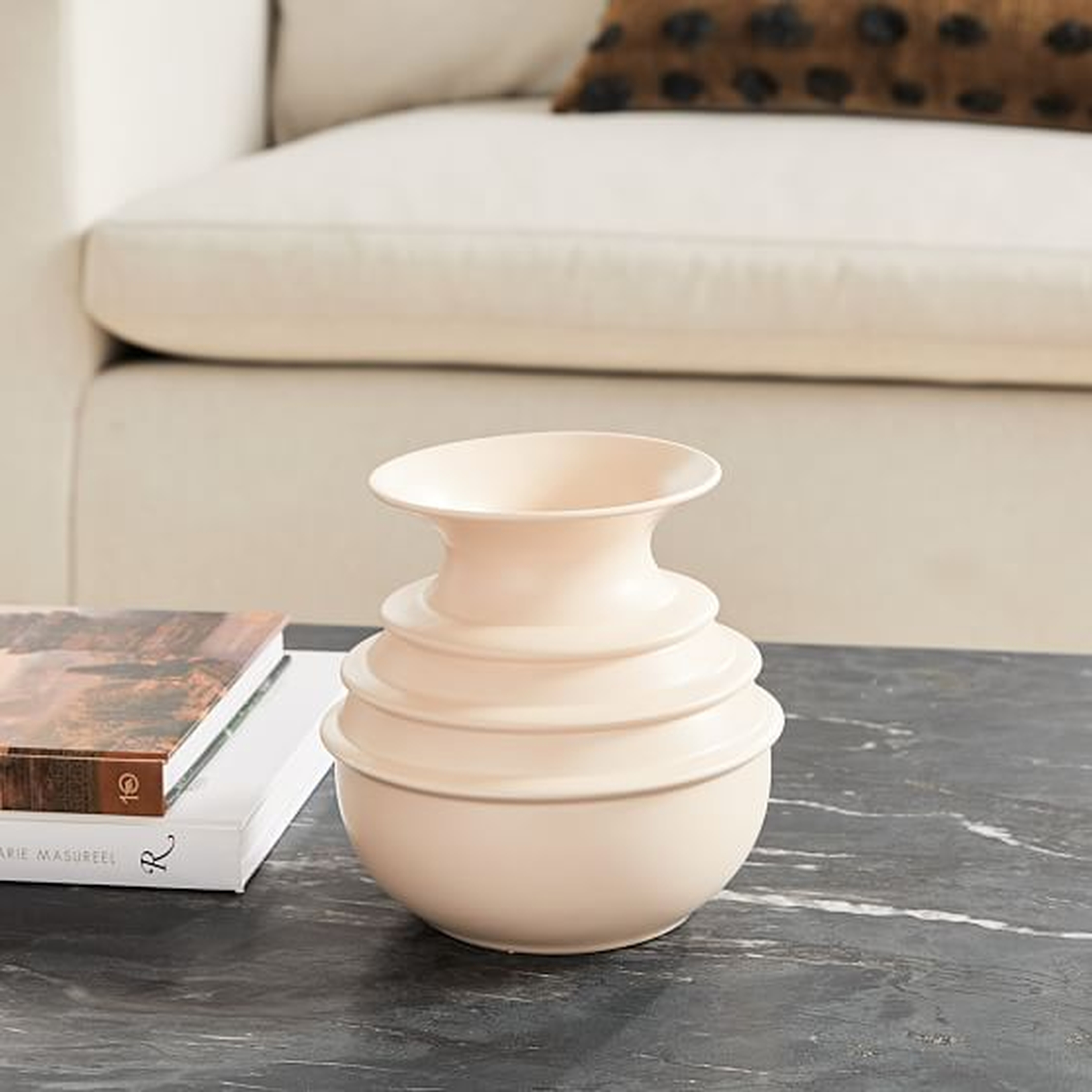 Fin Porcelain Vase, Blush, Bud - West Elm