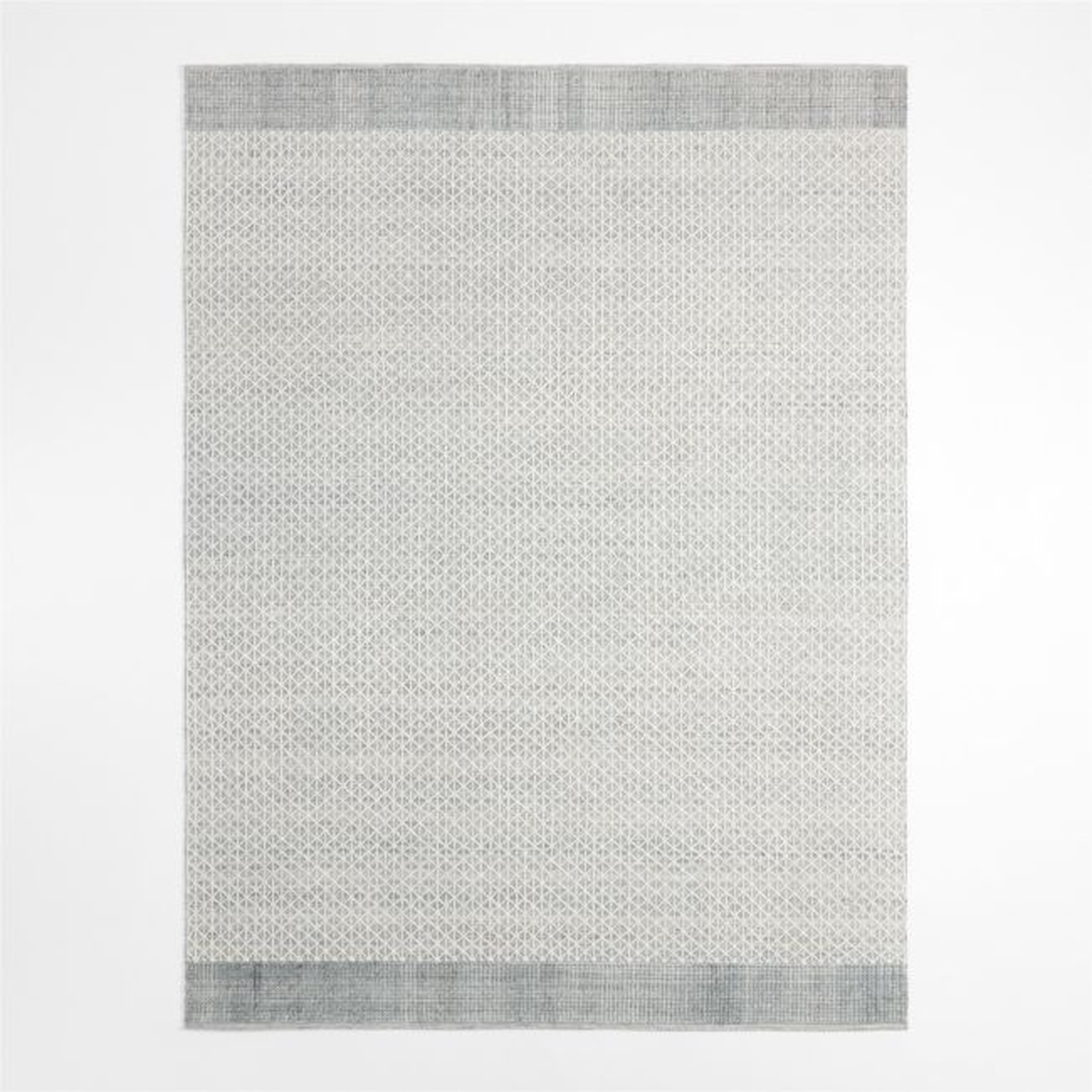 Chamonix Performance Wool-Blend Handwoven White Teal Area Rug 9'x12' - Crate and Barrel