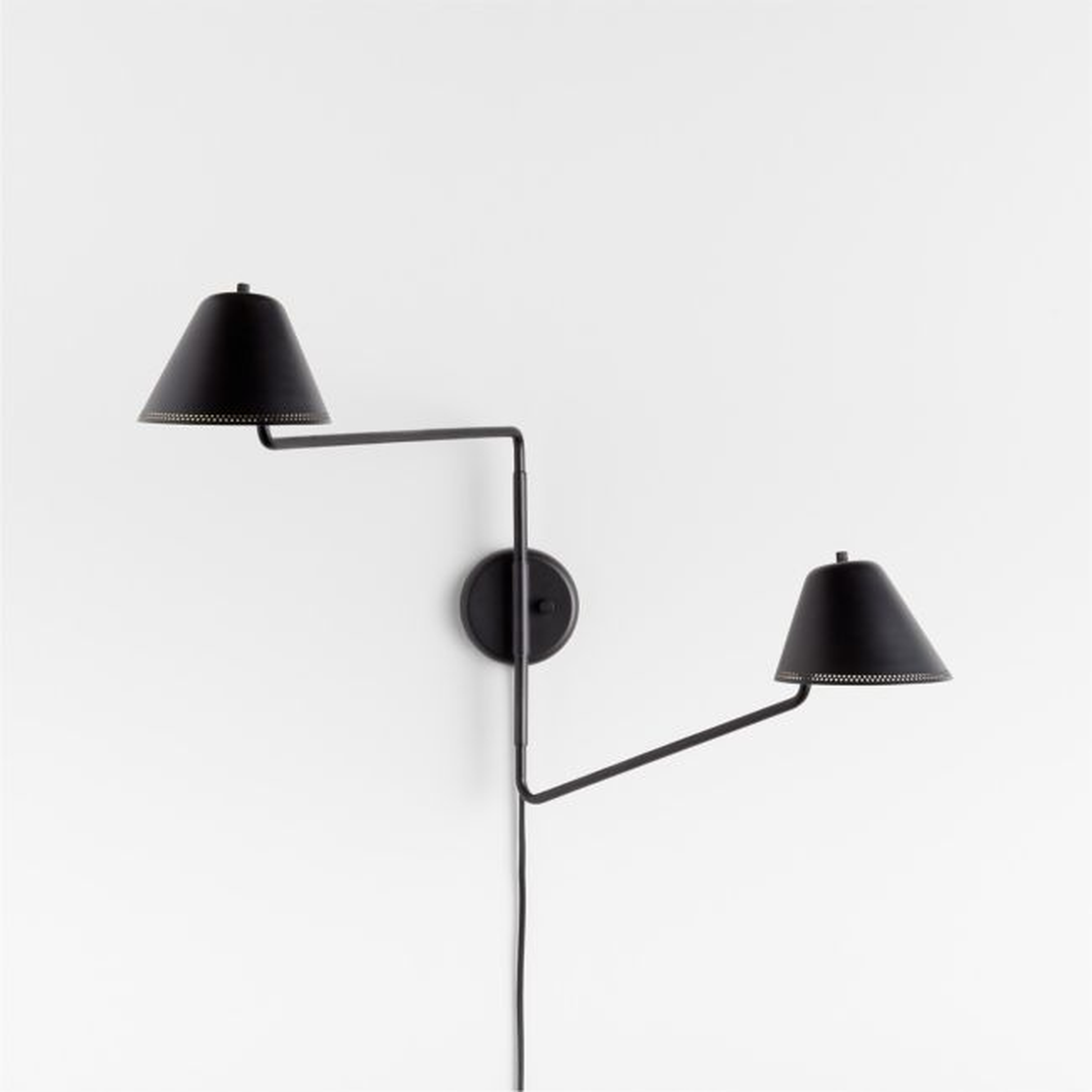 Jensen Black Adjustable Metal 2-Light Wall Sconce - Crate and Barrel