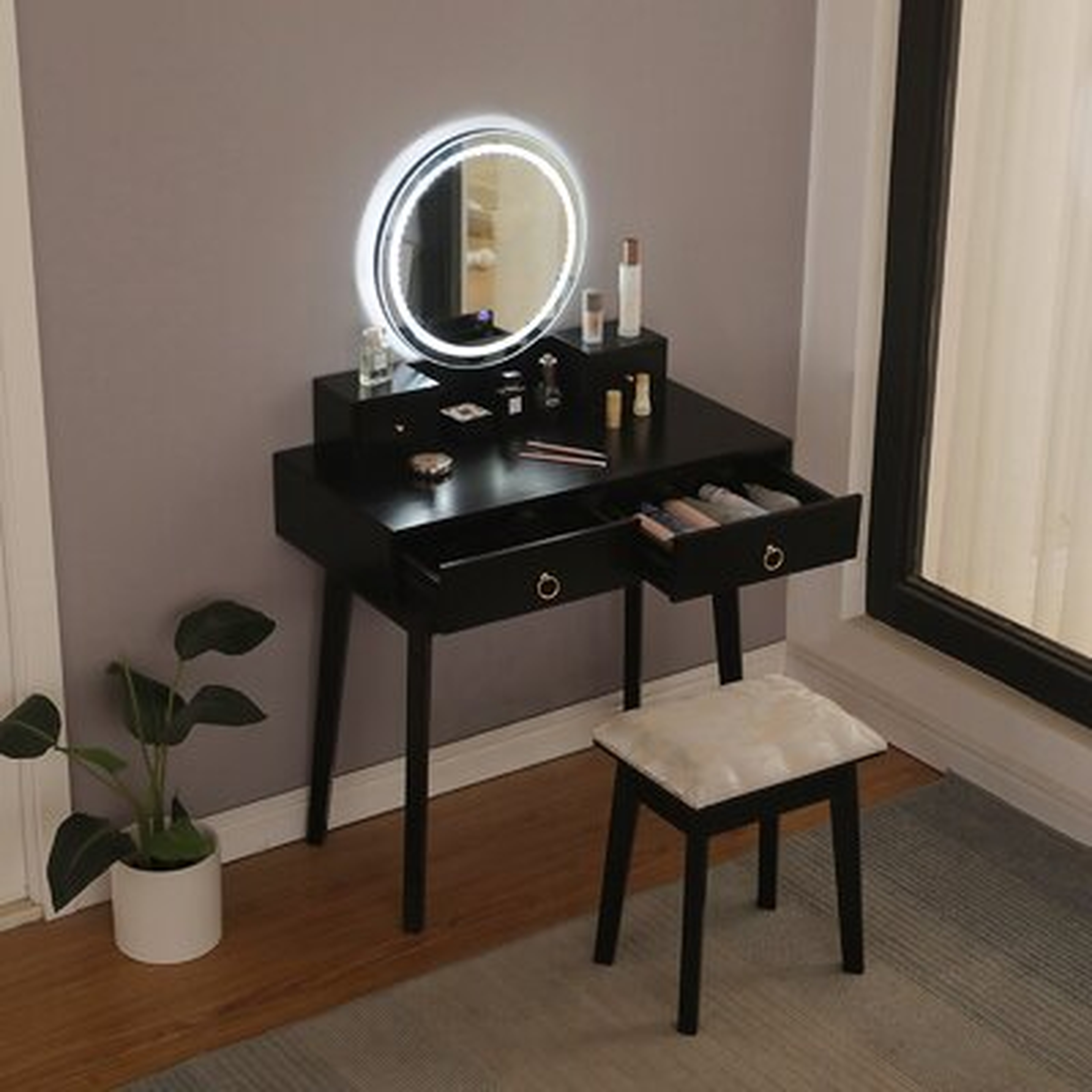 Vanity Set With Screen Dimming Mirror Dressing Table Vanity Makeup Table - Wayfair