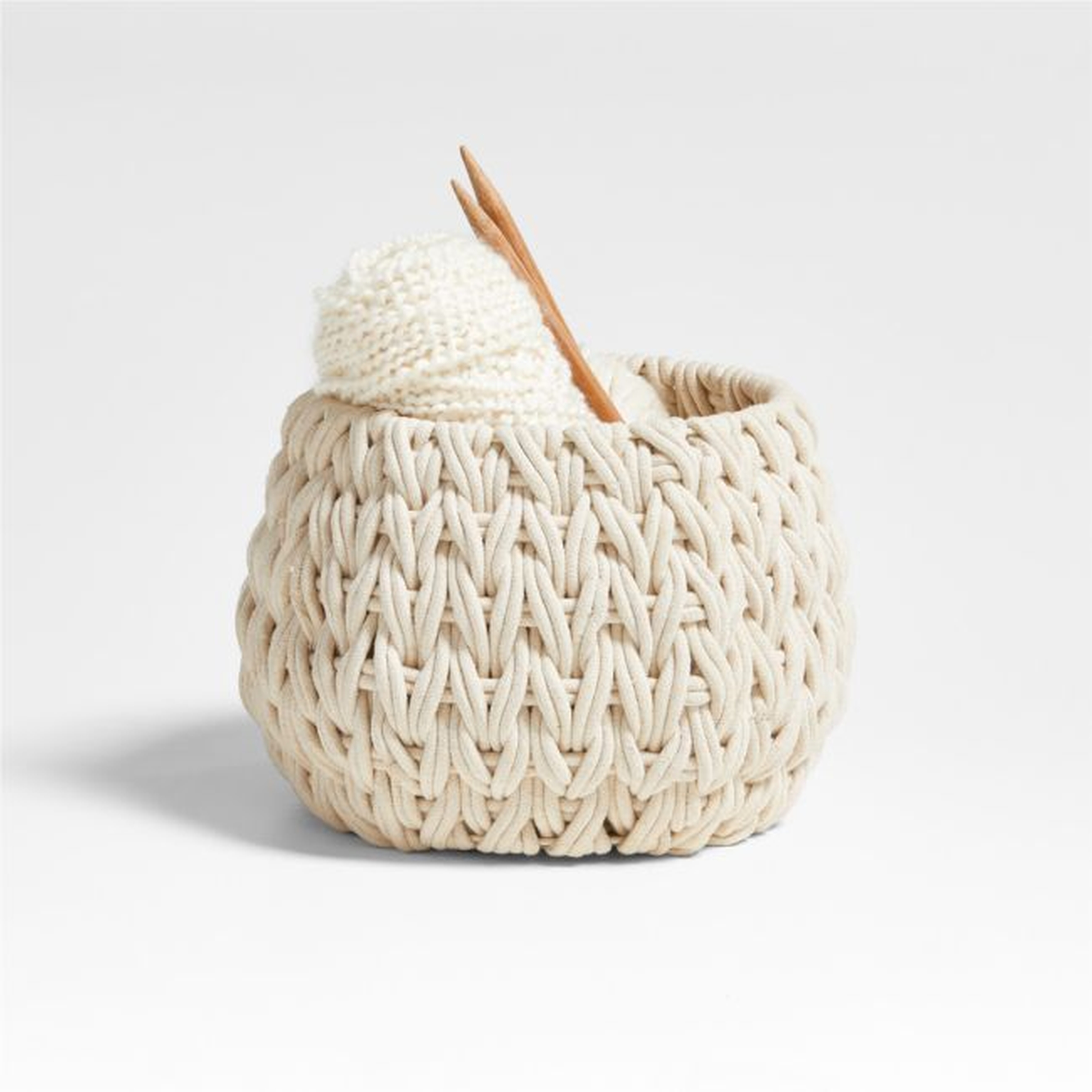Rulon White Small Open Storage Tote Basket - Crate and Barrel