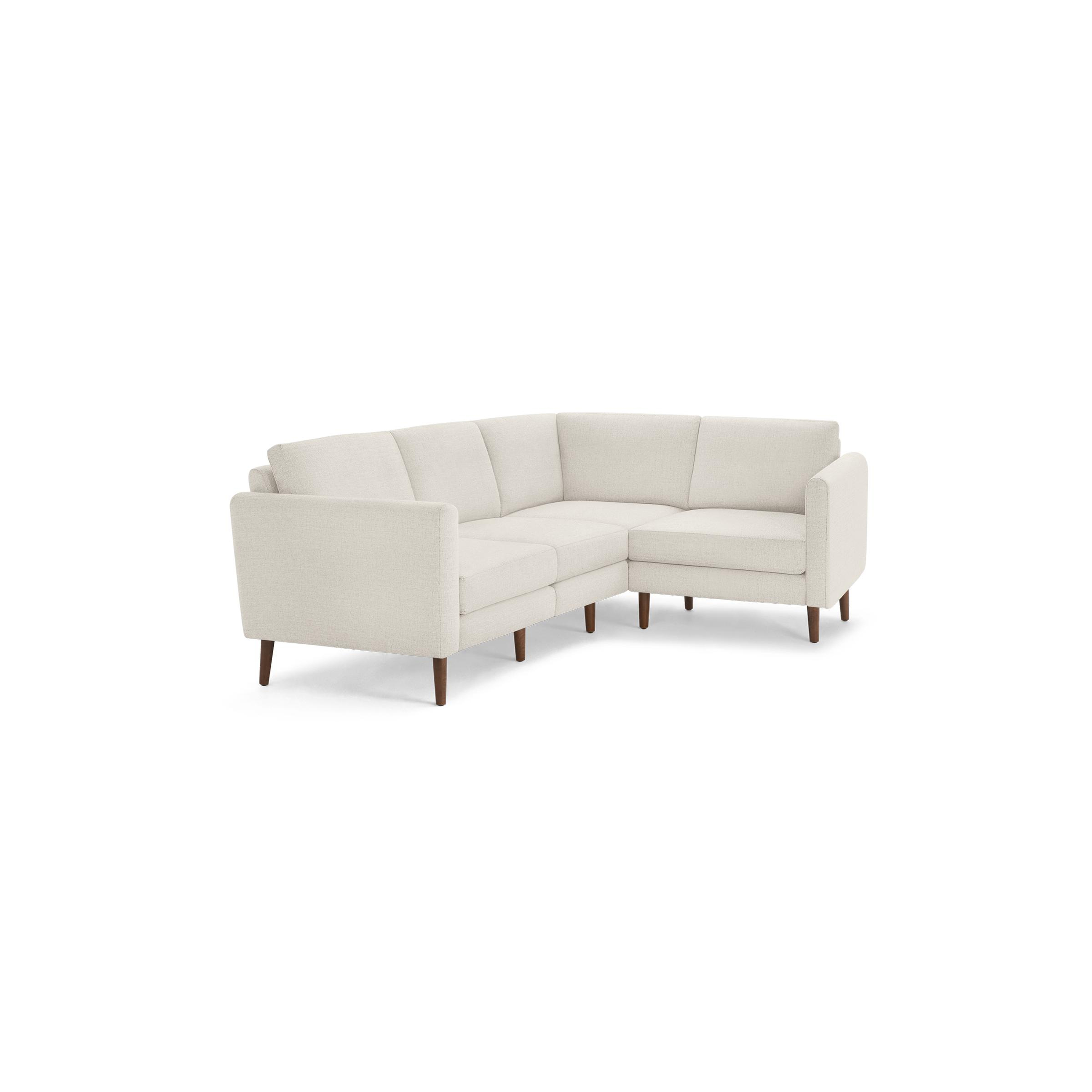 Nomad 4-Seat Corner Sectional - Ivory - Performance Basketweave / Walnut - Wood / Arch - Burrow