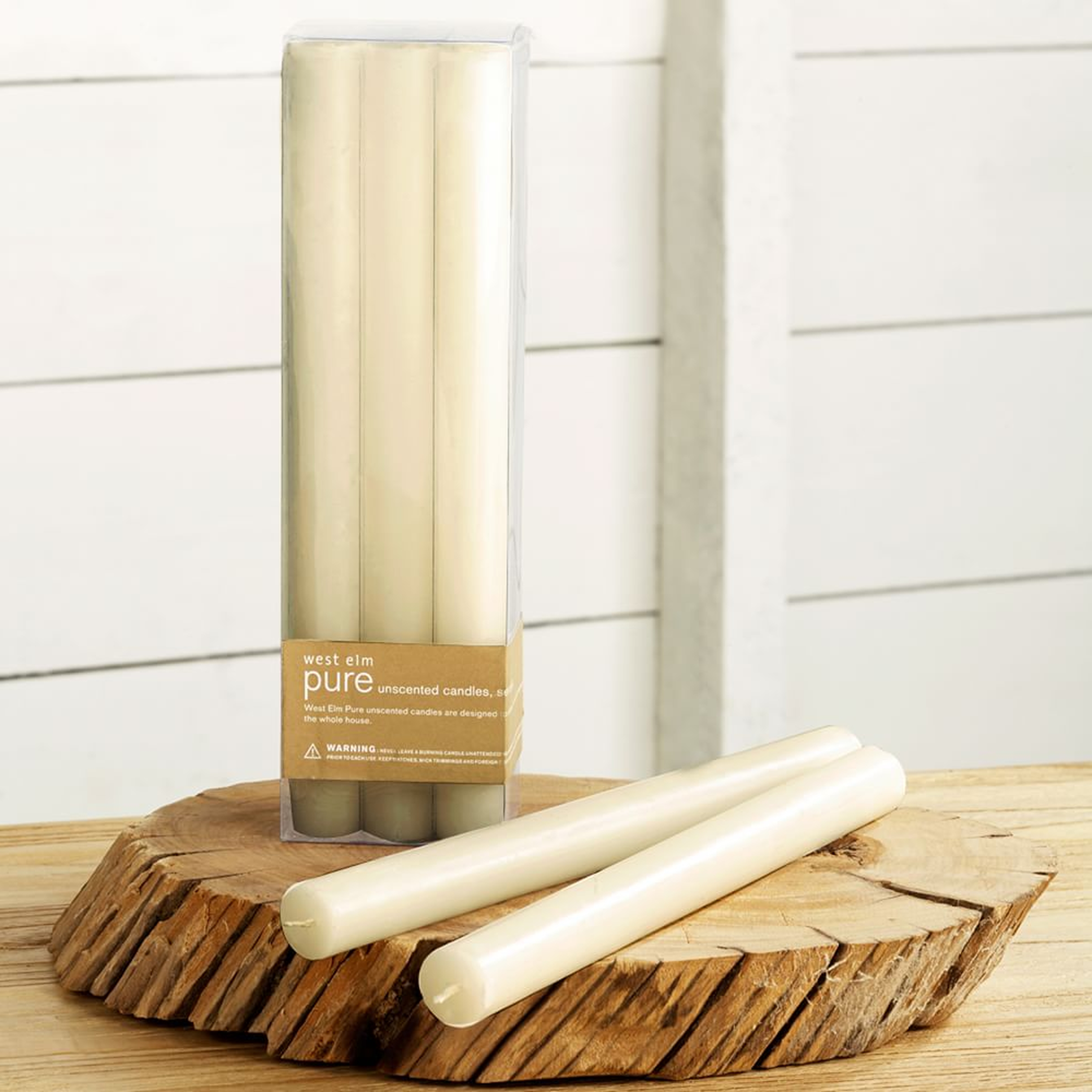 Unscented Tapered Candles, Set of 12, Ivory - West Elm