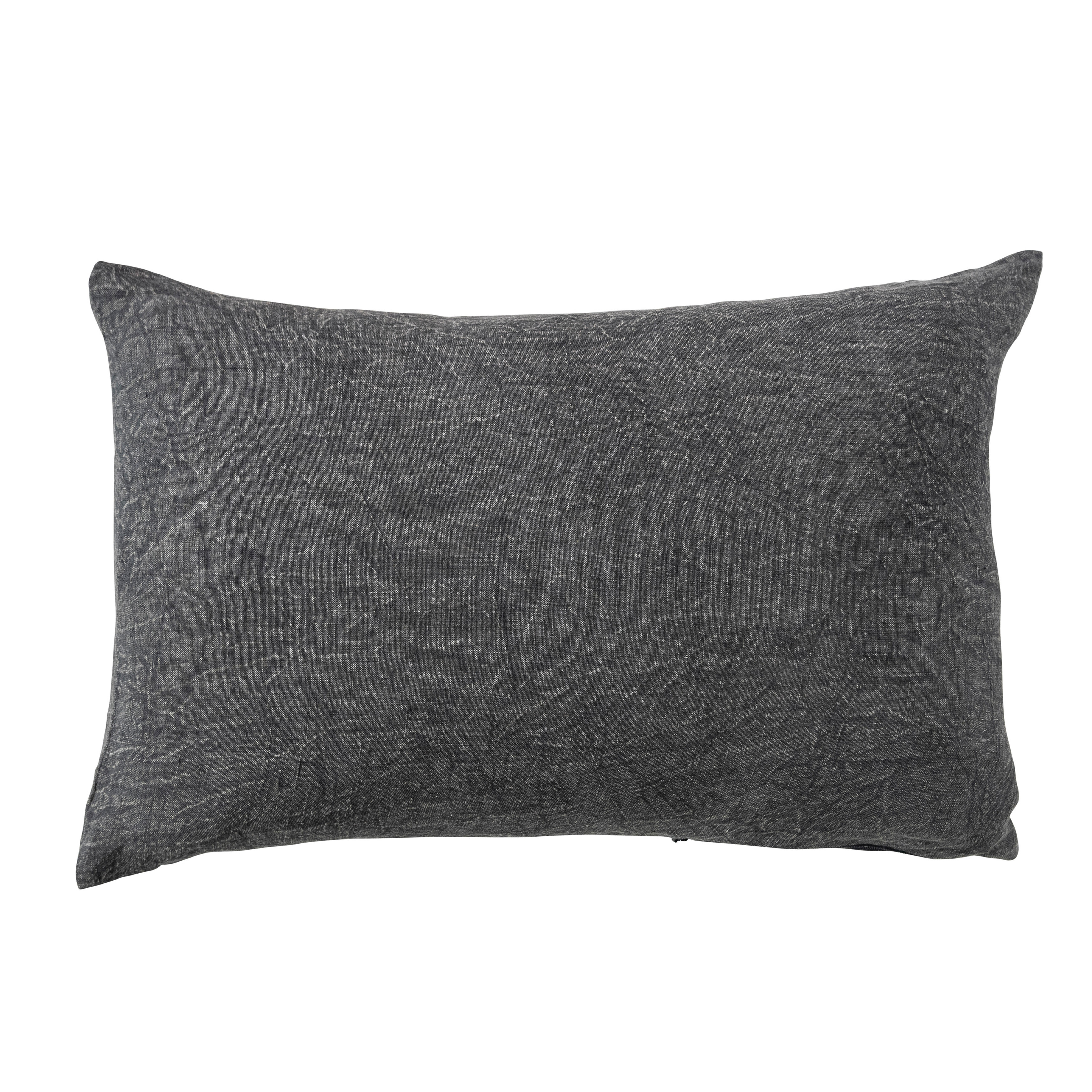 24 Inches Stonewashed Linen Lumbar Pillow, Charcoal - Creative Co-Op