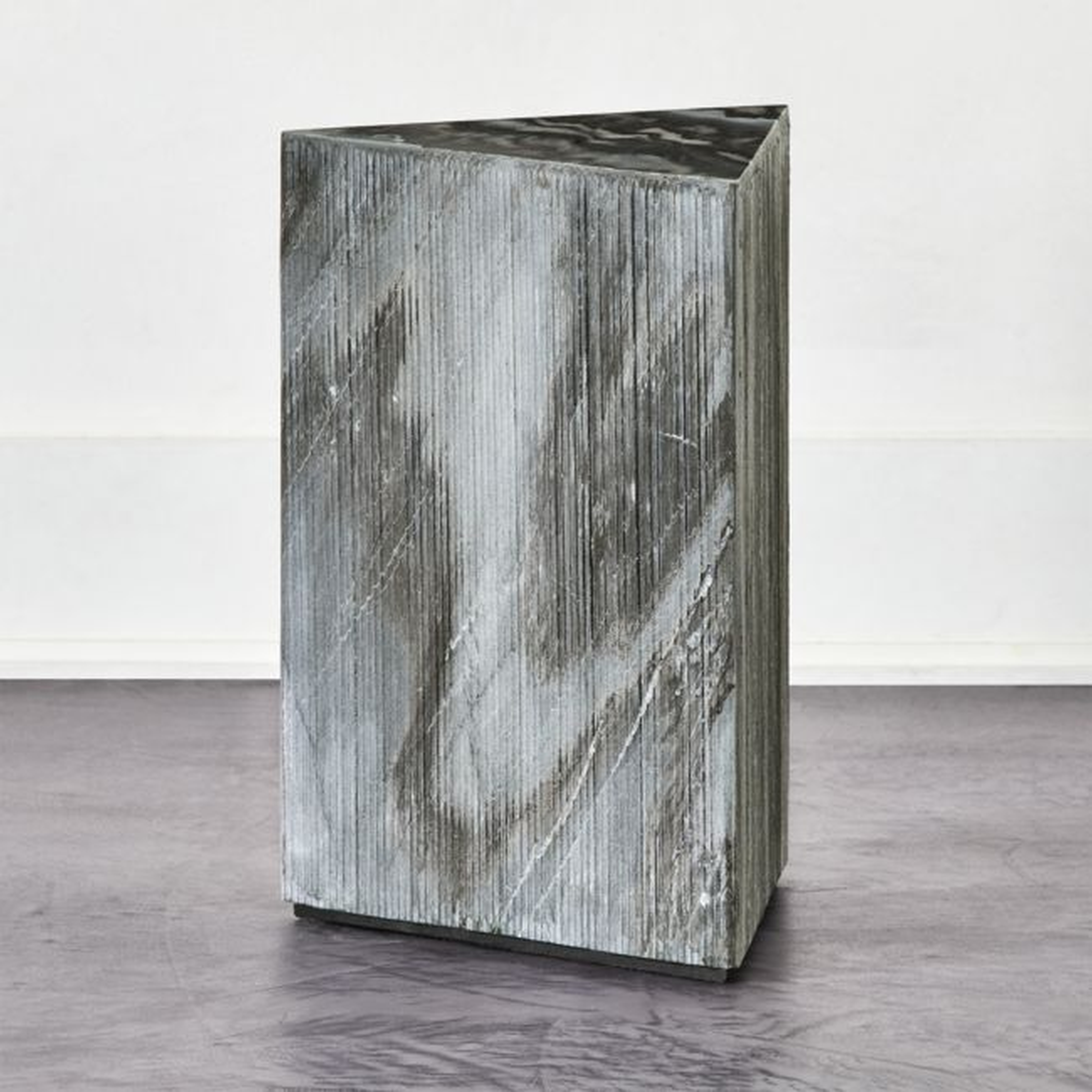 Tri Textured Grey Marble Side Table - CB2