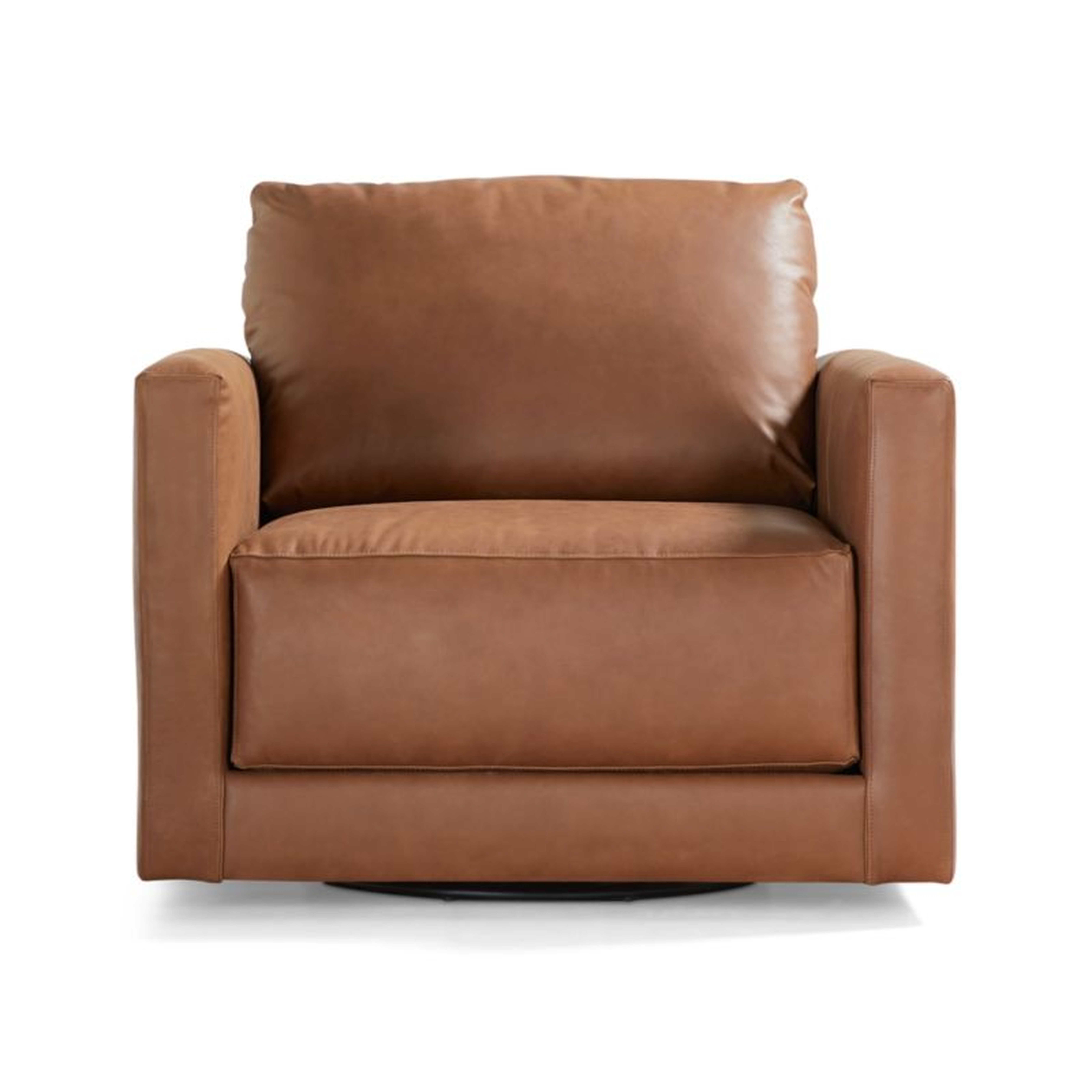 Gather Deep Leather Swivel Chair - Crate and Barrel