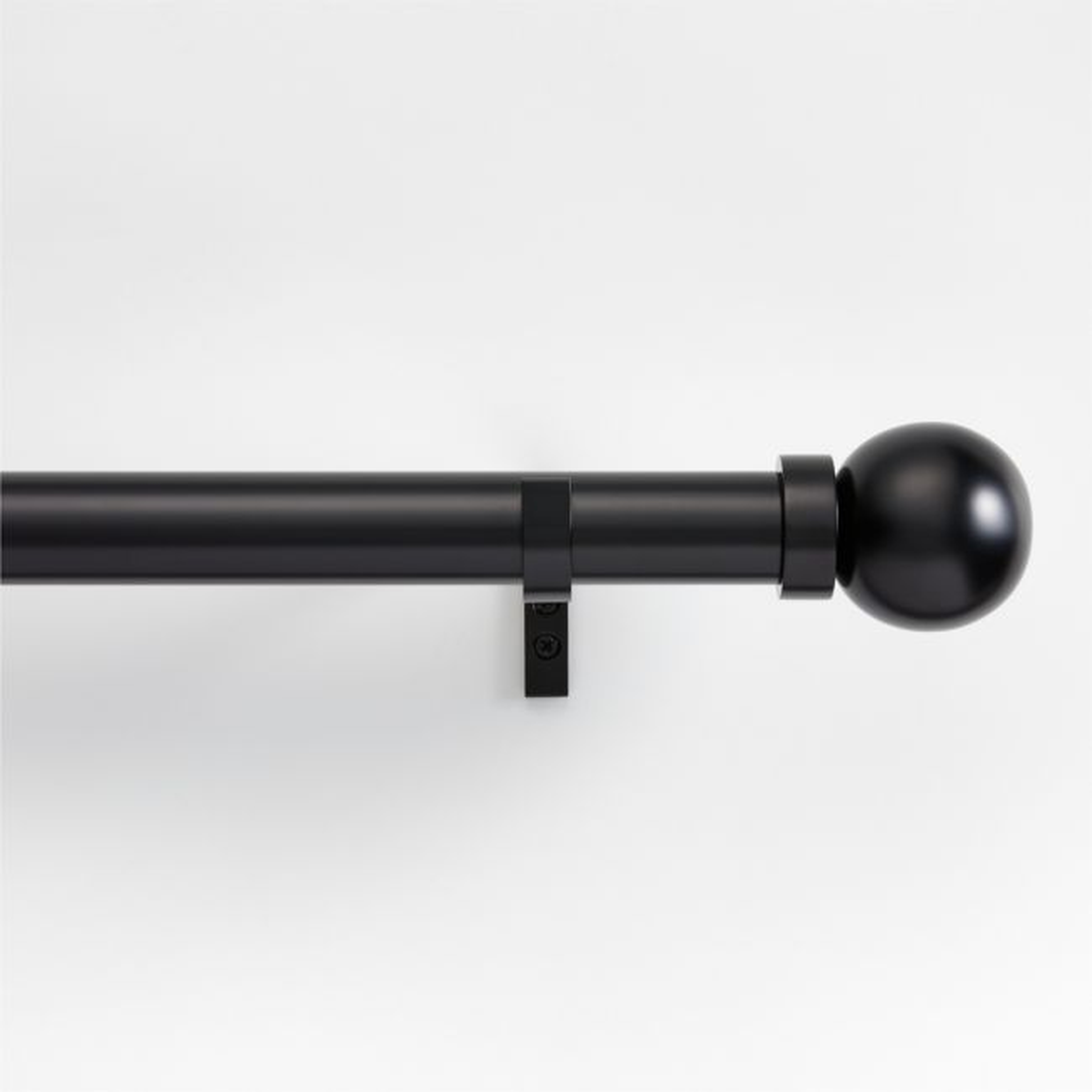 Black 1.5" Standard Curtain Rod and Large Round End Cap Finials Set 88"-120" - Crate and Barrel