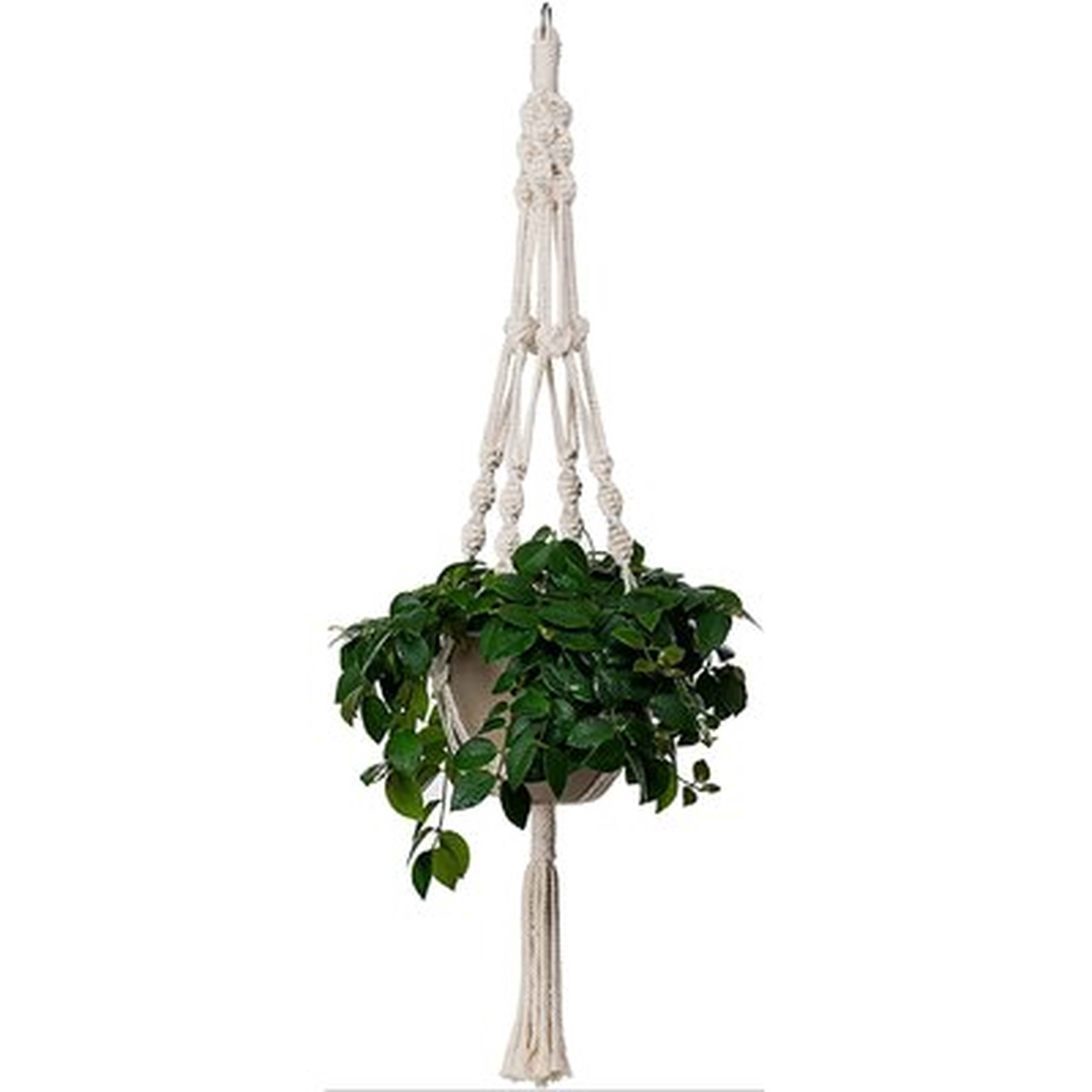 Macrame Plant Hanger Bulky 46In Handmade Indoor Outdoor Decoration Hanging Planter, Cotton 1/4In Thick Sturdy Rope Basket For Round - Wayfair