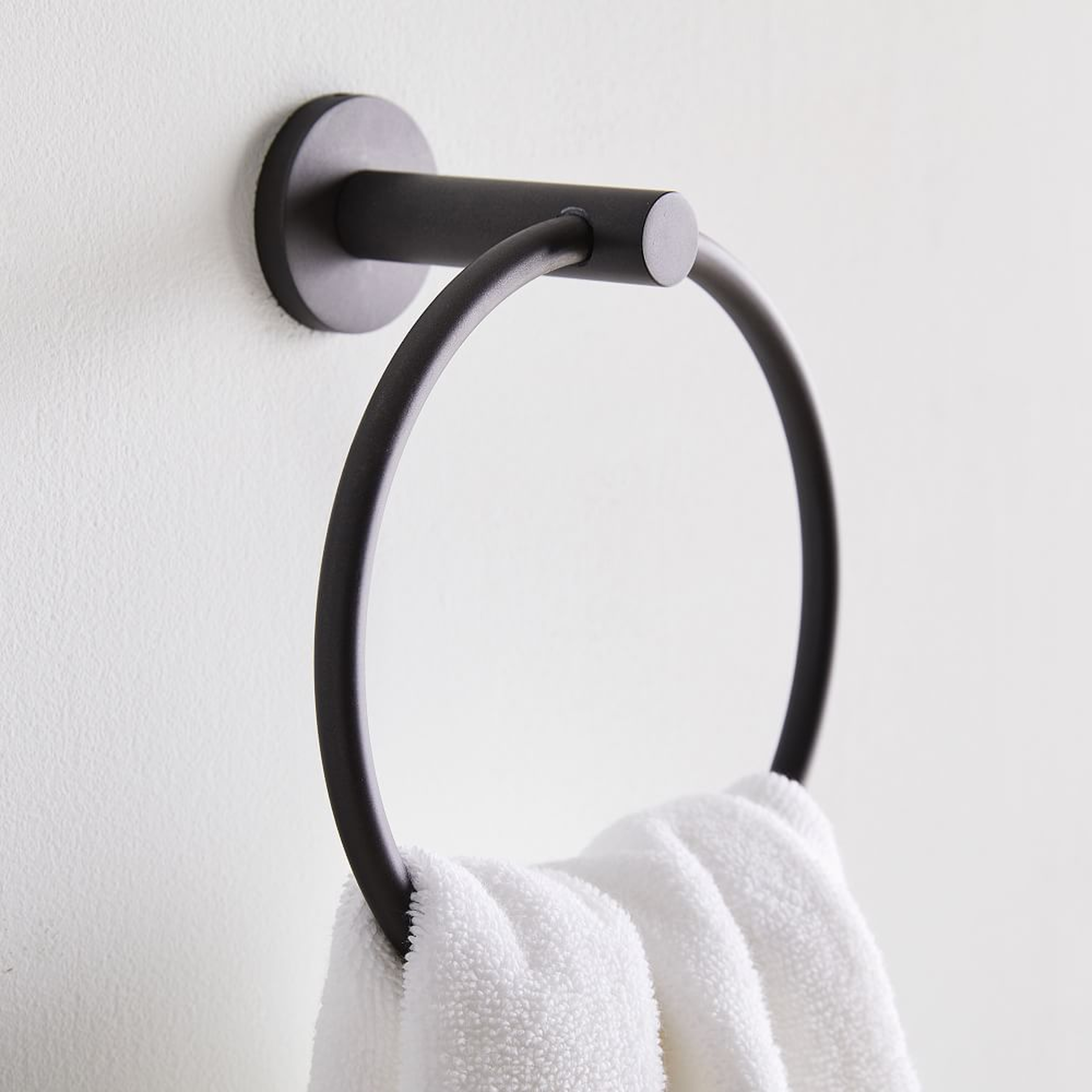 Modern Overhang Bath Hardware, Towel Ring, Matte Black - West Elm