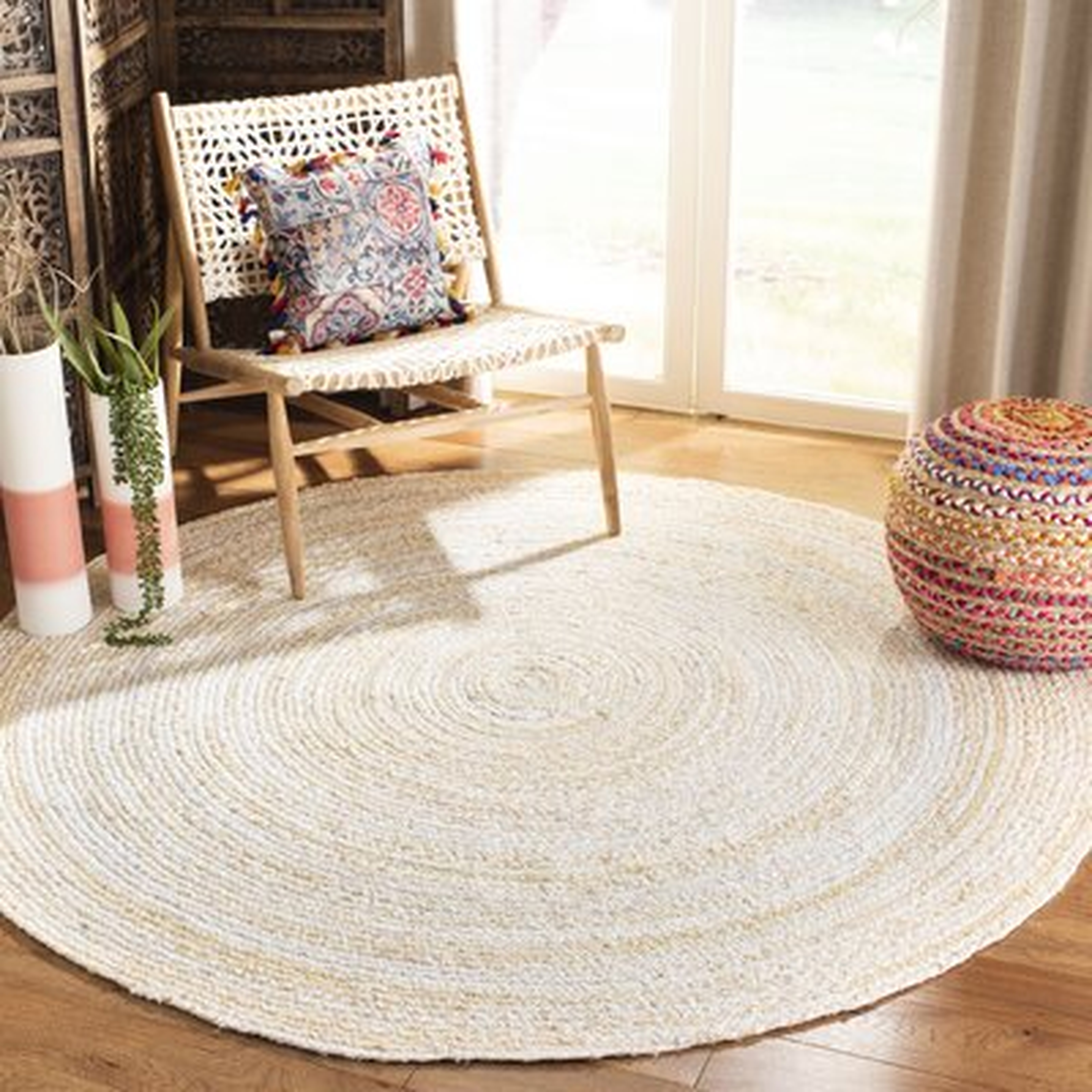 Casen Hand-Braided Cotton Beige Area Rug - Wayfair