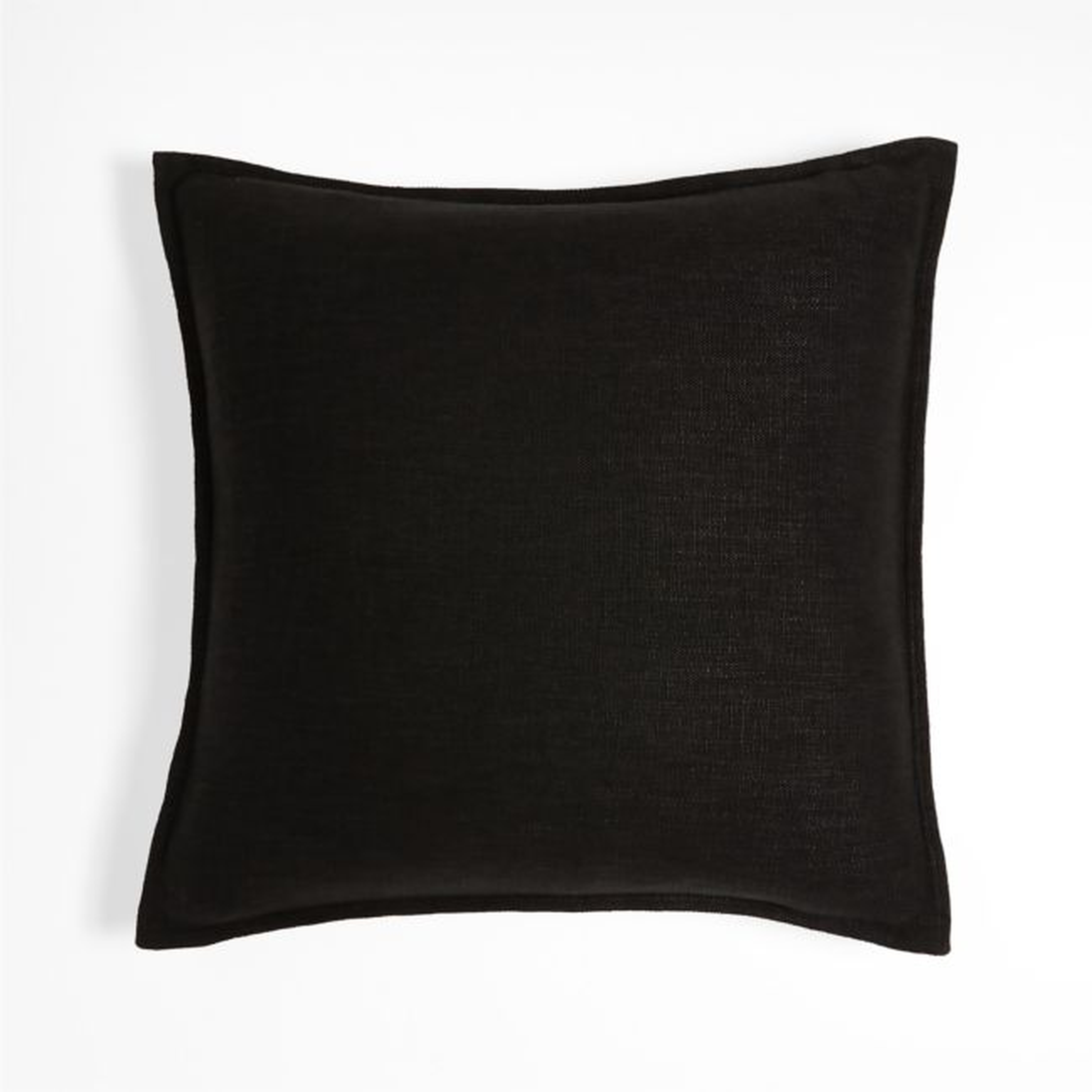 Ink Black 20'' Organic Laundered Linen Pillow Cover - Crate and Barrel