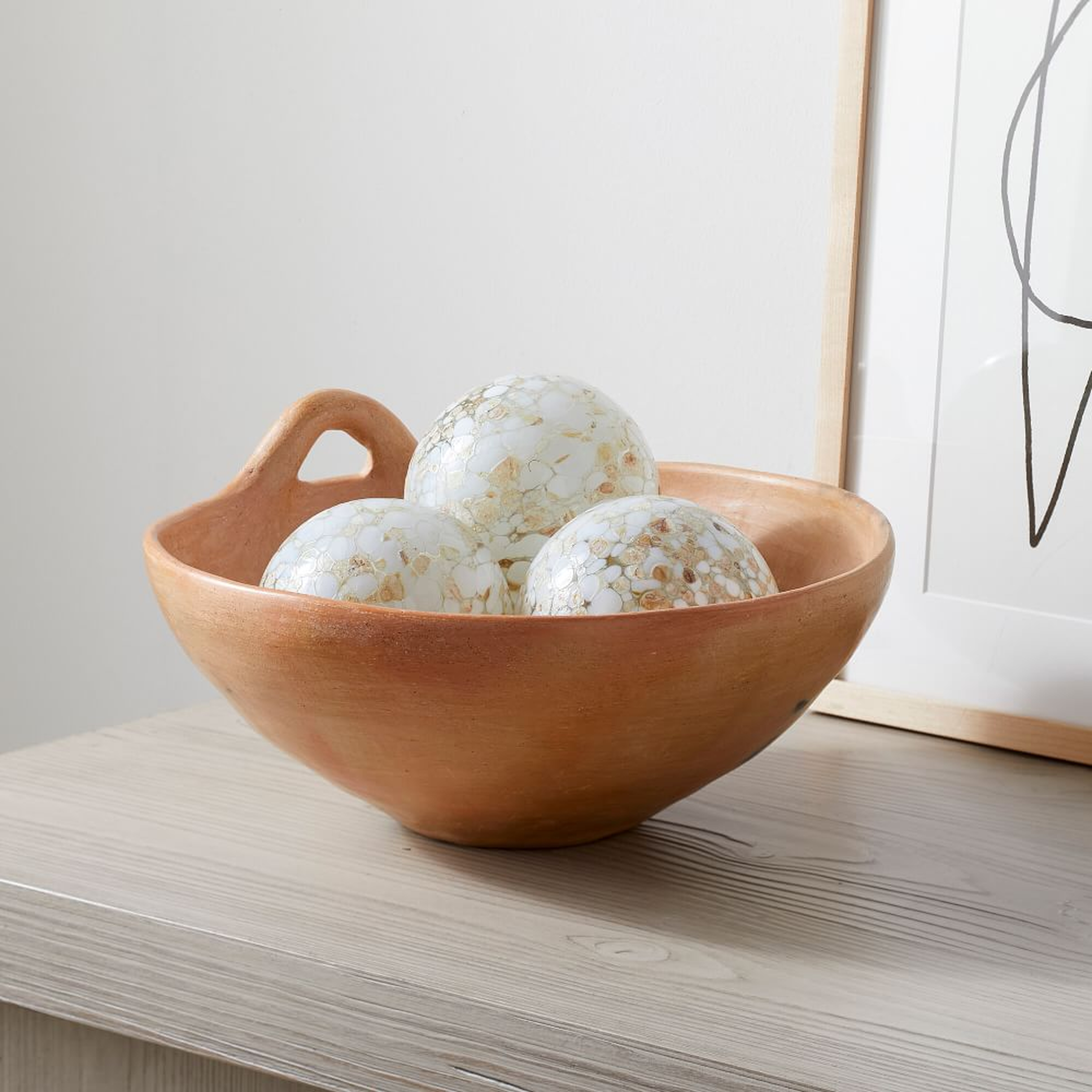 Speckled Mexican Glass Ball, Small, Set of 3, White/Natural - West Elm