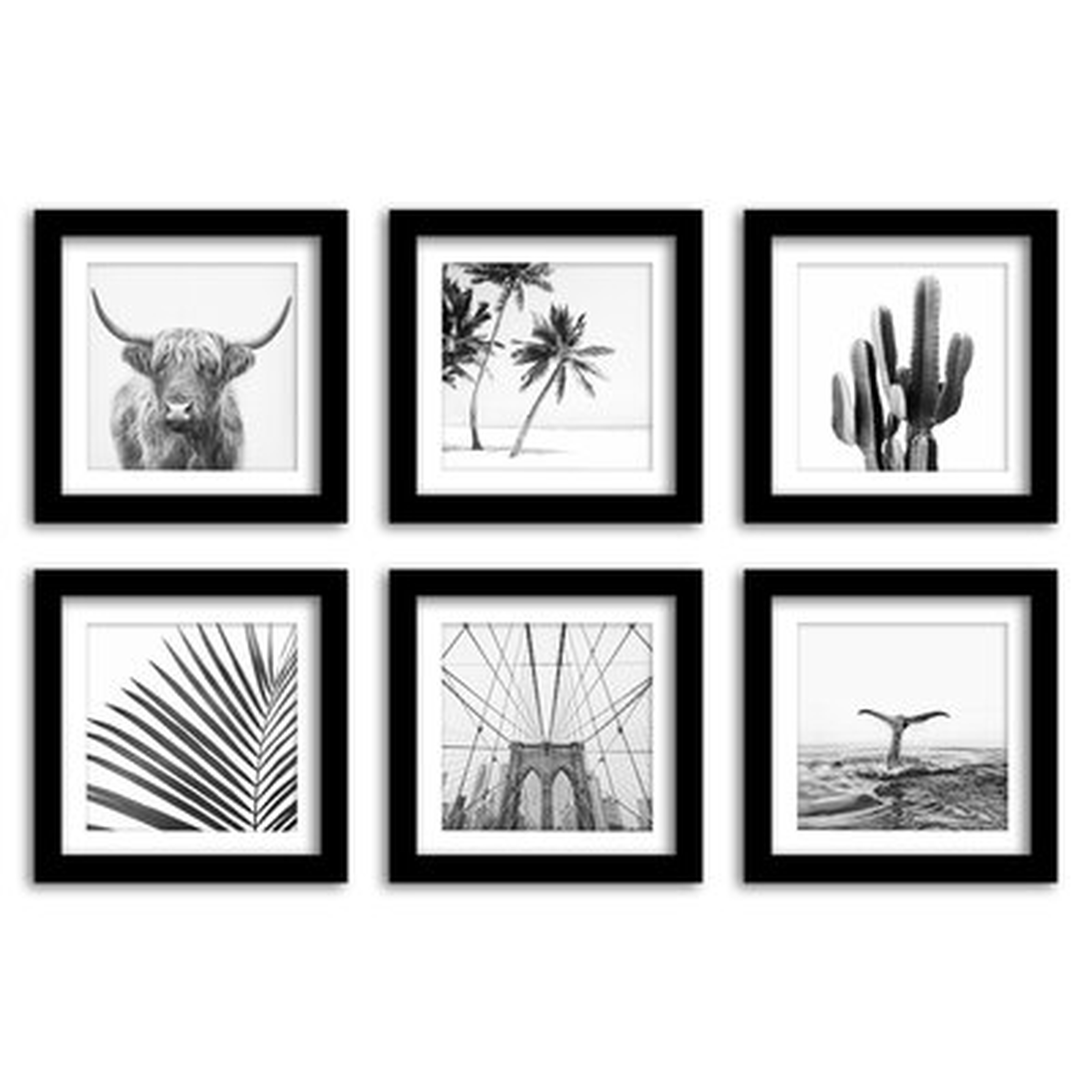Americanflat Black And White Travel Photography - 6 Piece Framed Gallery Wall Set - Wayfair