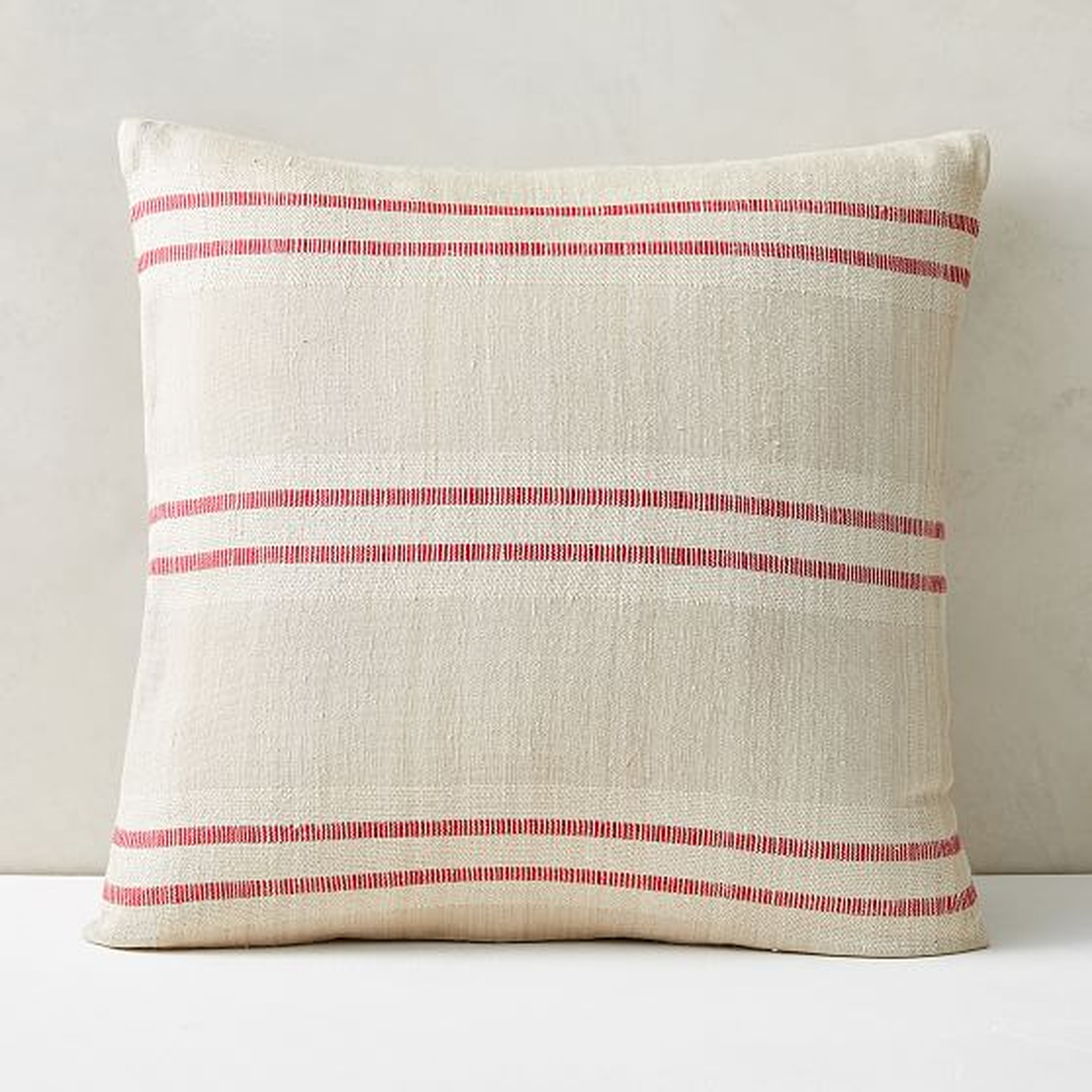 Silk Stripes Pillow Cover, 20"x20", Dark Red - West Elm