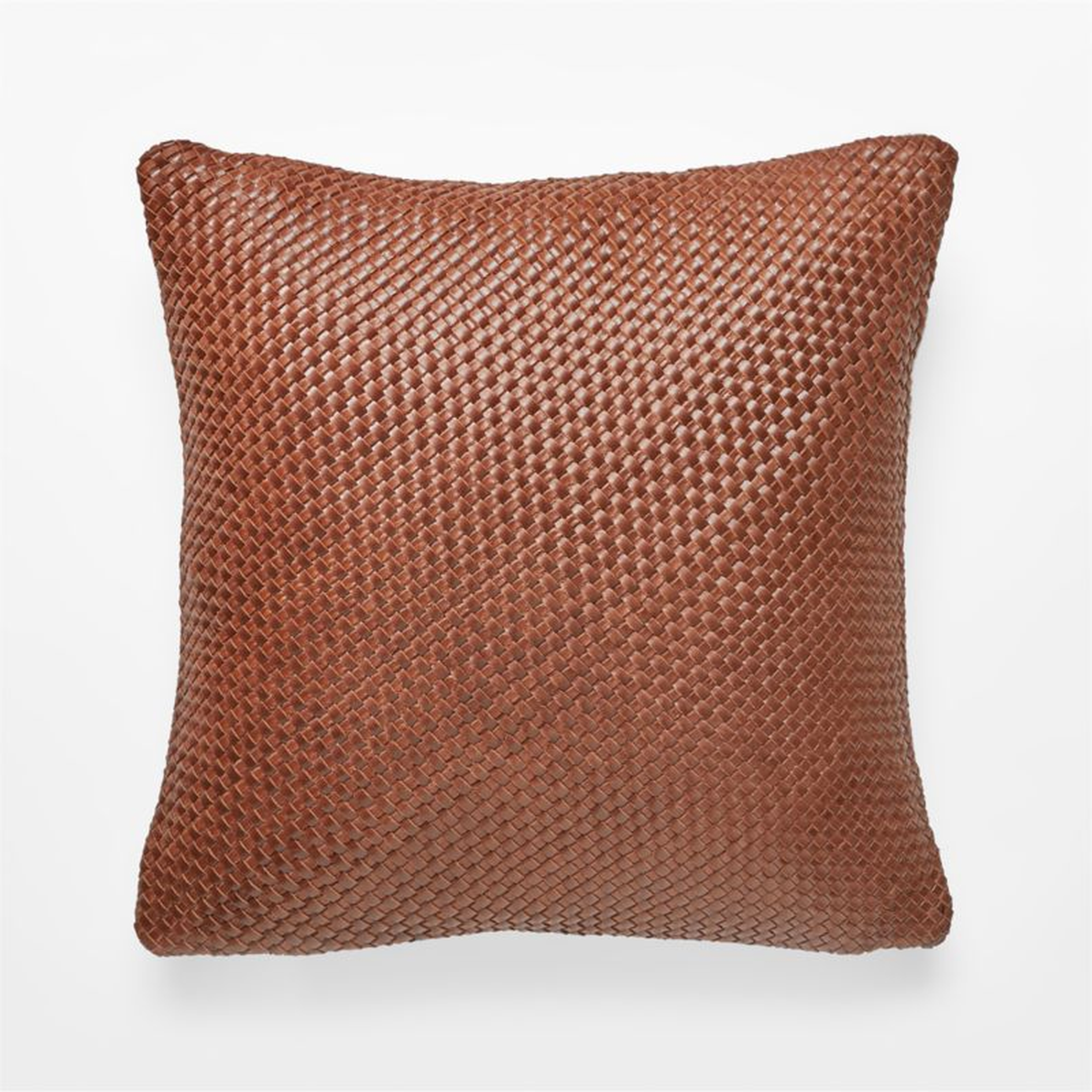Route Leather Pillow with Down-Alternative Insert, Chocolate, 18"x 18" - CB2