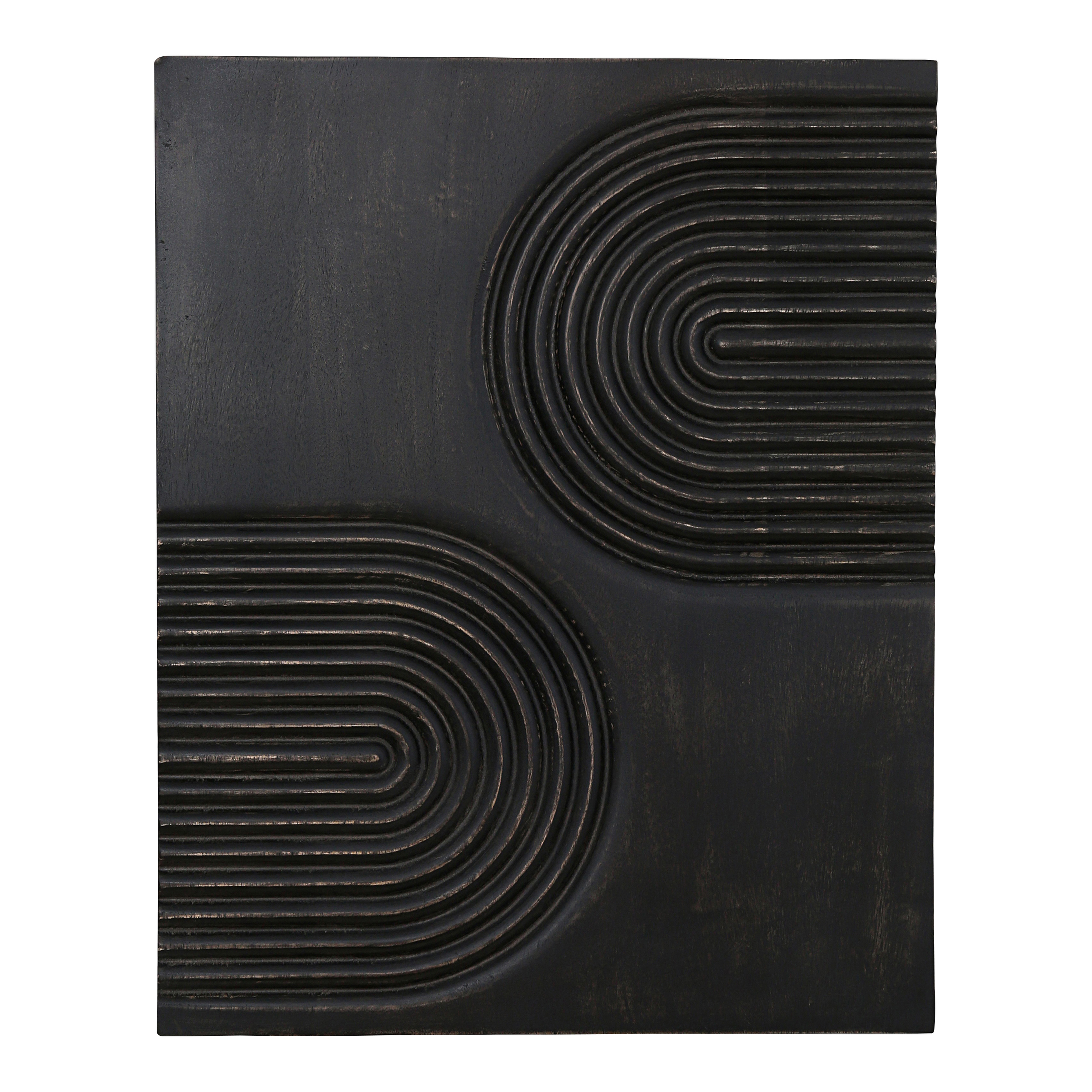 Passages Carved Wood Wall Art Washed Black - Moes Home Collection
