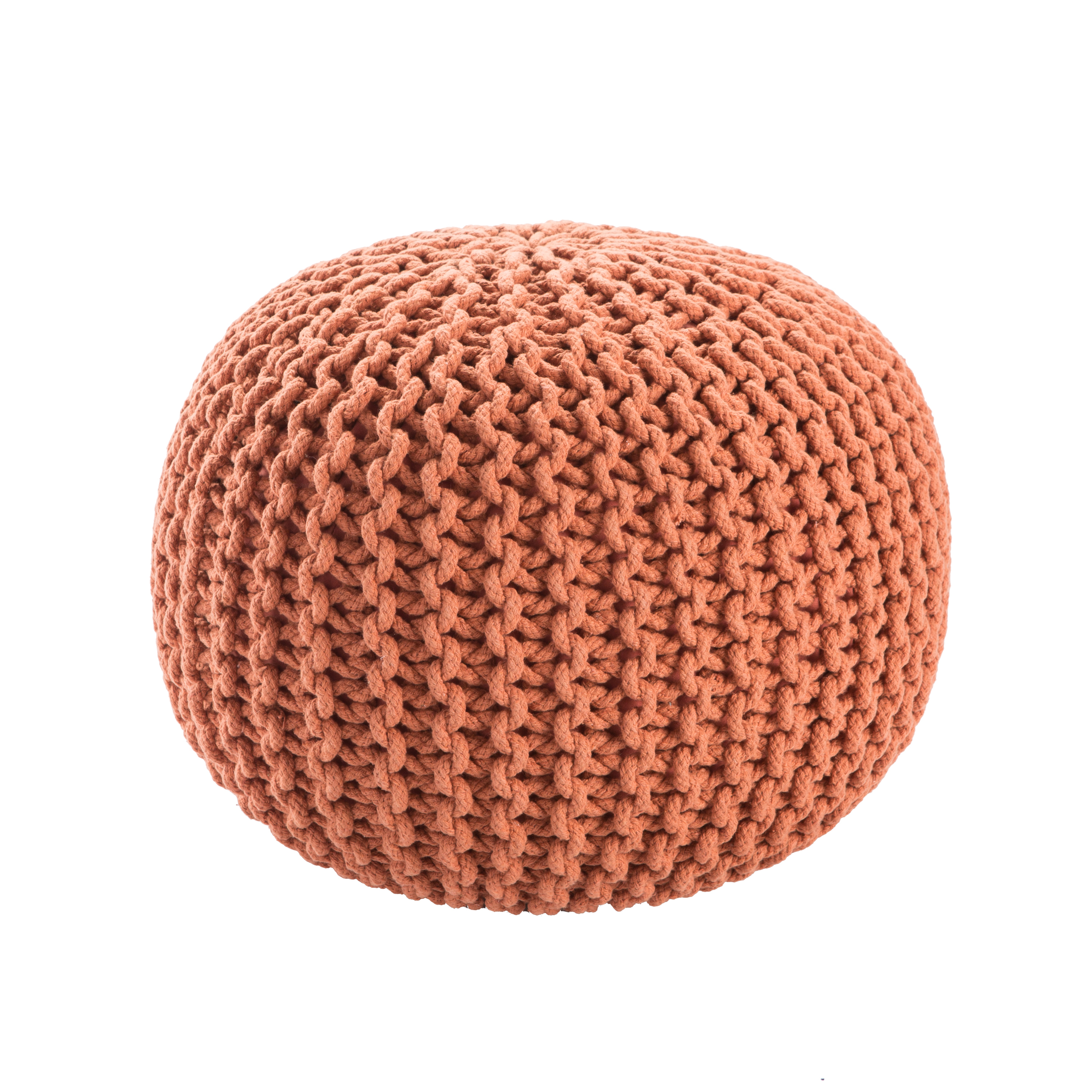 Visby Orange Textured Round Pouf - Collective Weavers