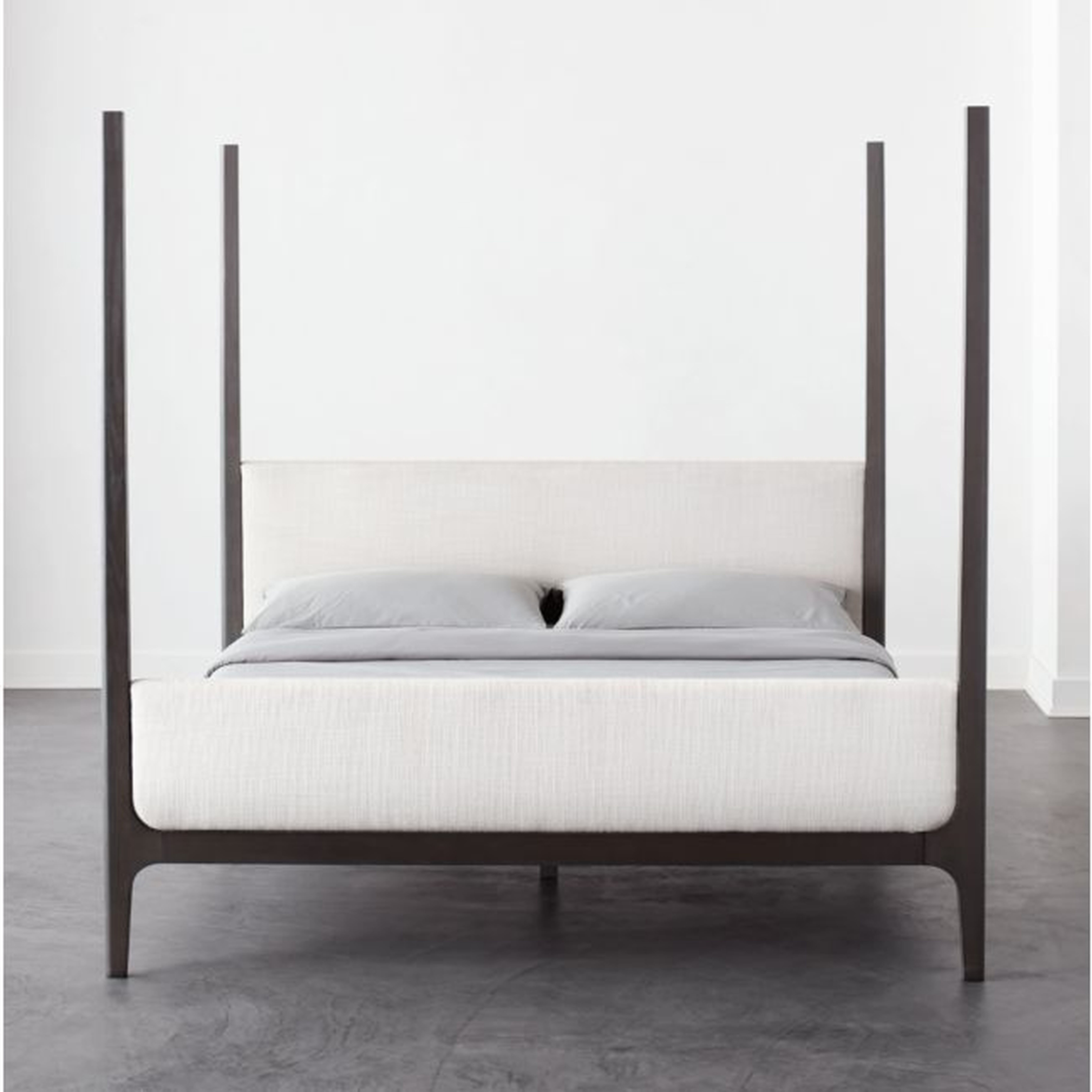 Melrose 4-Poster Charcoal Grey Canopy King Bed - CB2