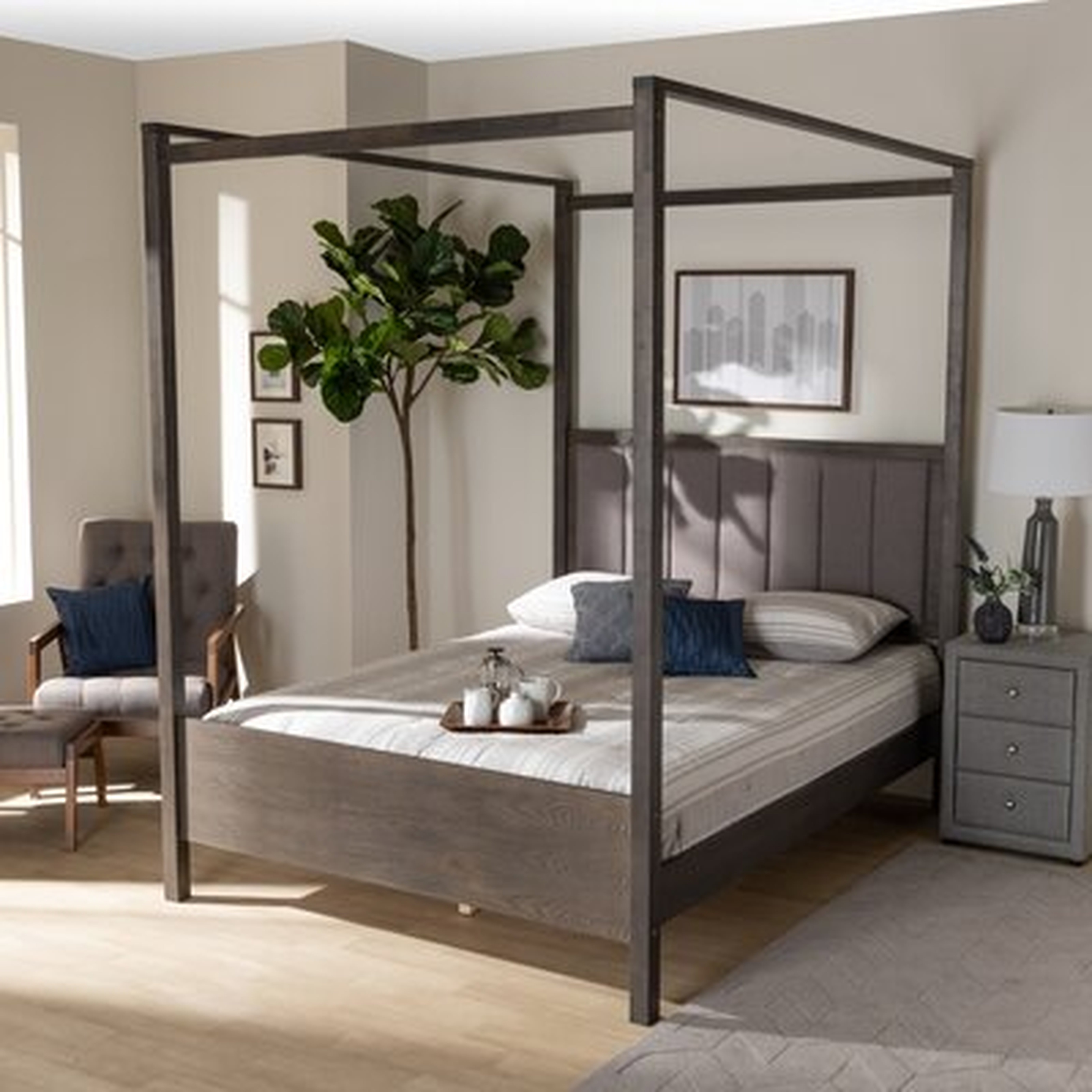 Enon Tufted Canopy Bed - Wayfair