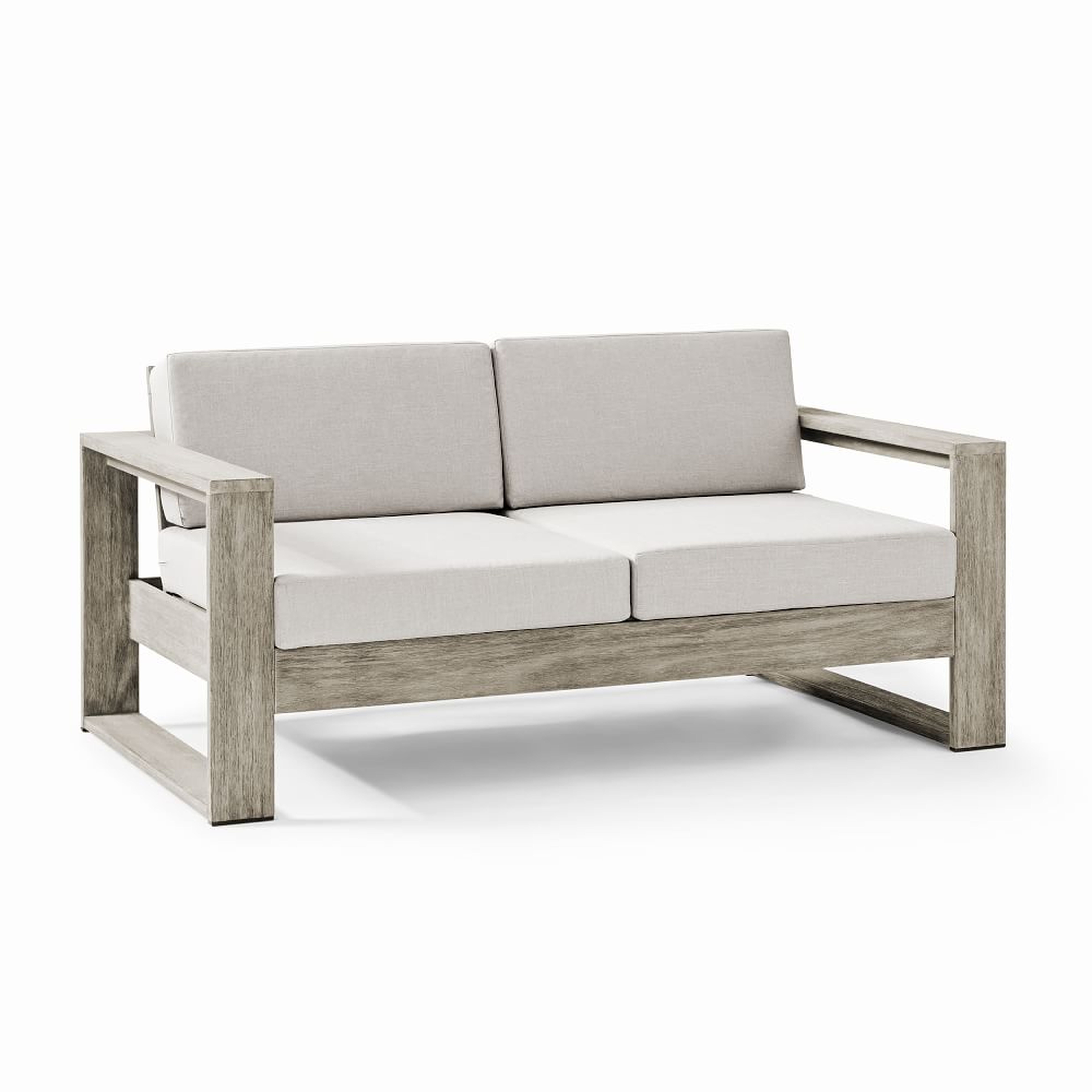 Portside Outdoor Loveseat, Weathered Gray - West Elm