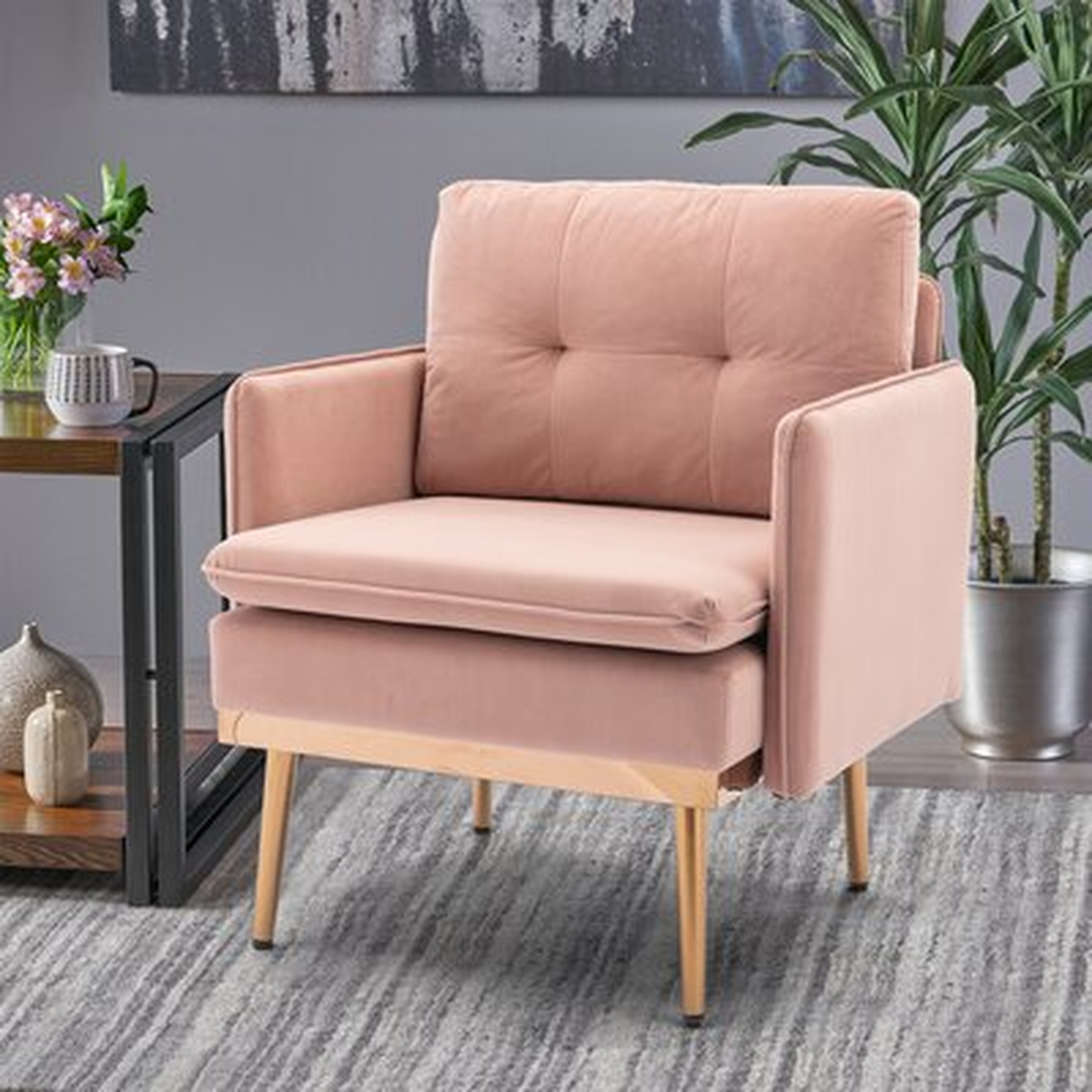 Velvet Chaise Lounge Accent Chair With Golden Legs Tufted Back - Wayfair