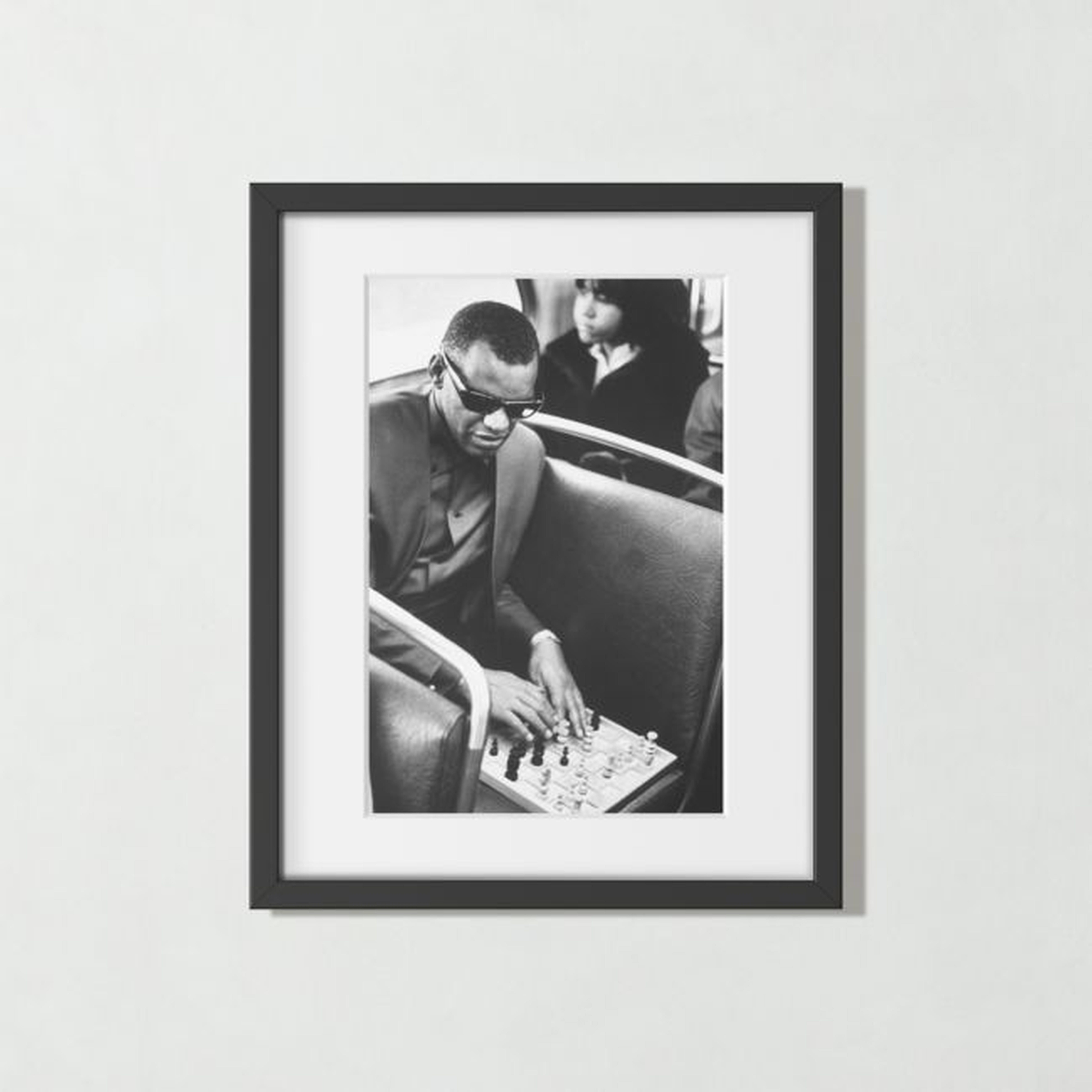 'Ray Charles Playing Chess' Photographic Print in Black Frame 17.75''x21.75'' - CB2