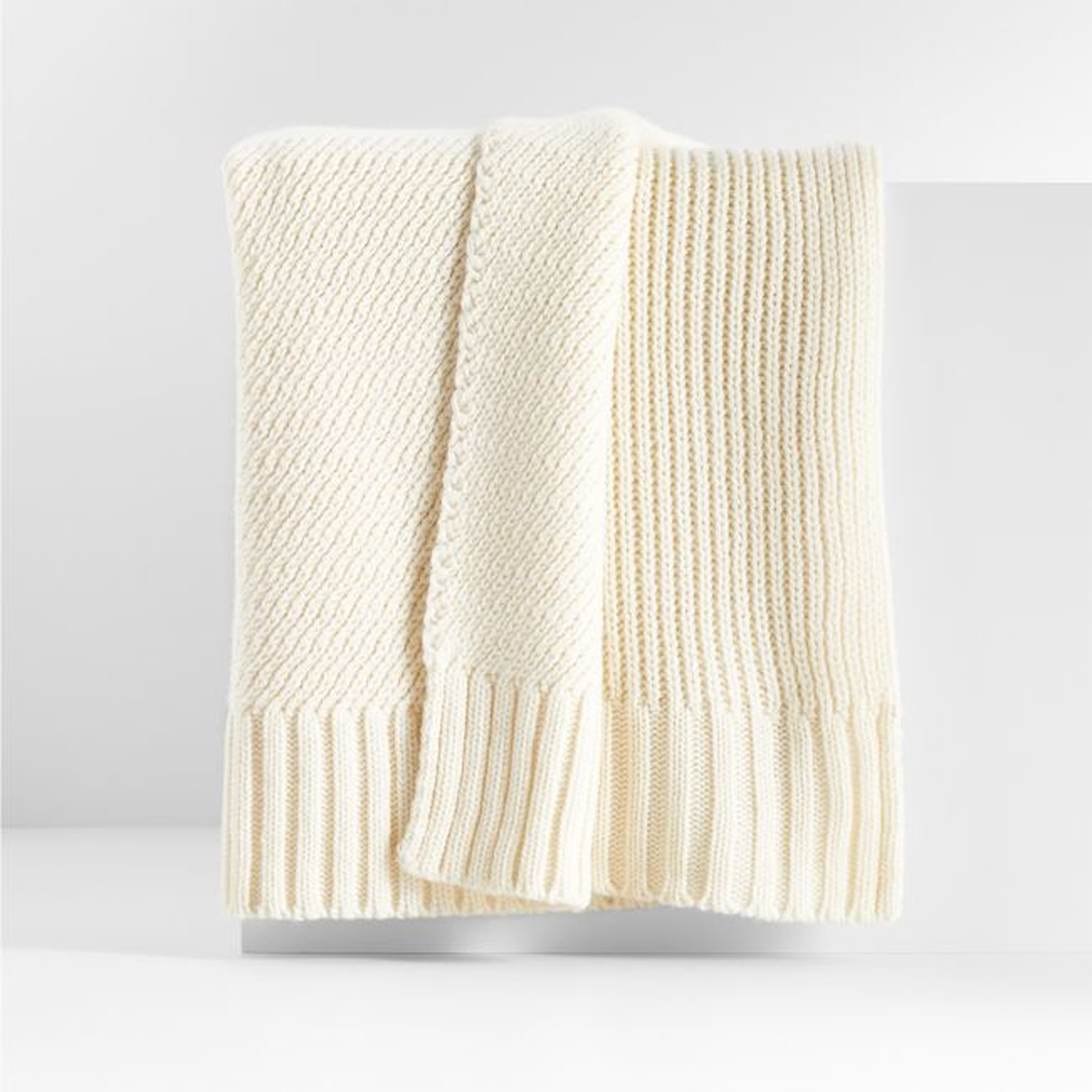 Equinox 70"x55" Cream Sweater Knit Throw Blanket - Crate and Barrel