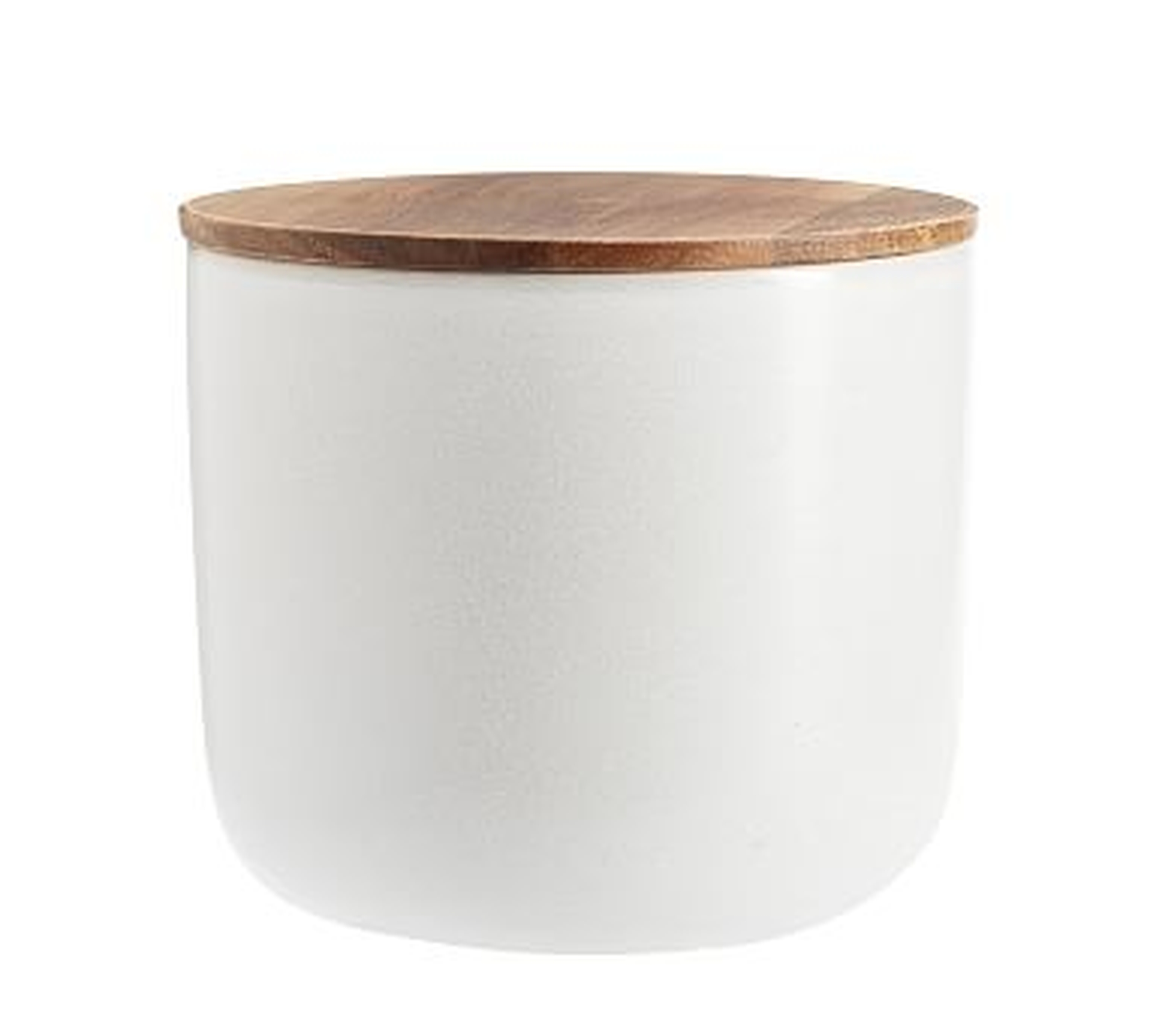 Mason Stoneware Canister, Small (4.5" dia. x 4" H) - Ivory - Pottery Barn