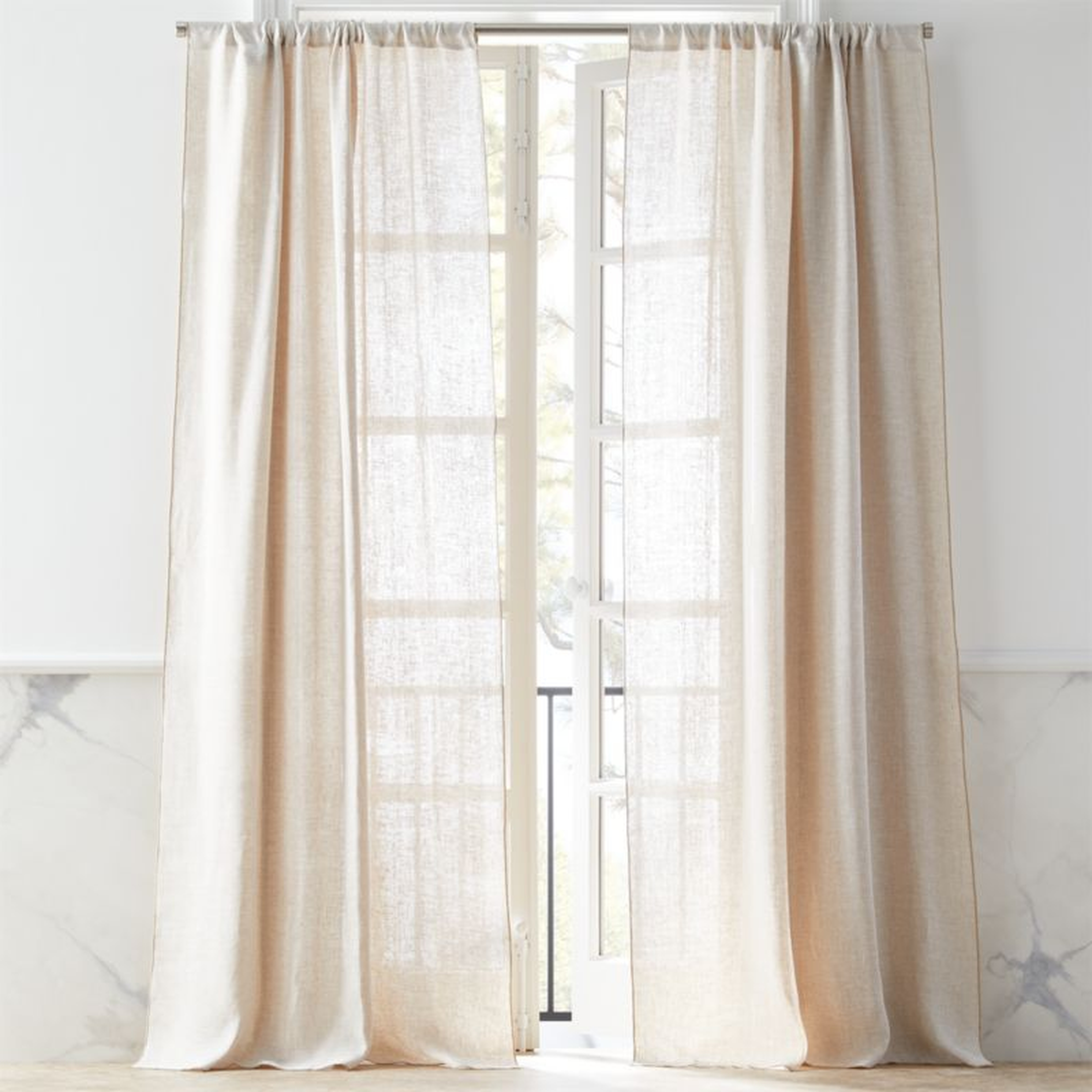 Dos Two-Tone Curtain Panel, White & Natural, 48" x 96" - CB2