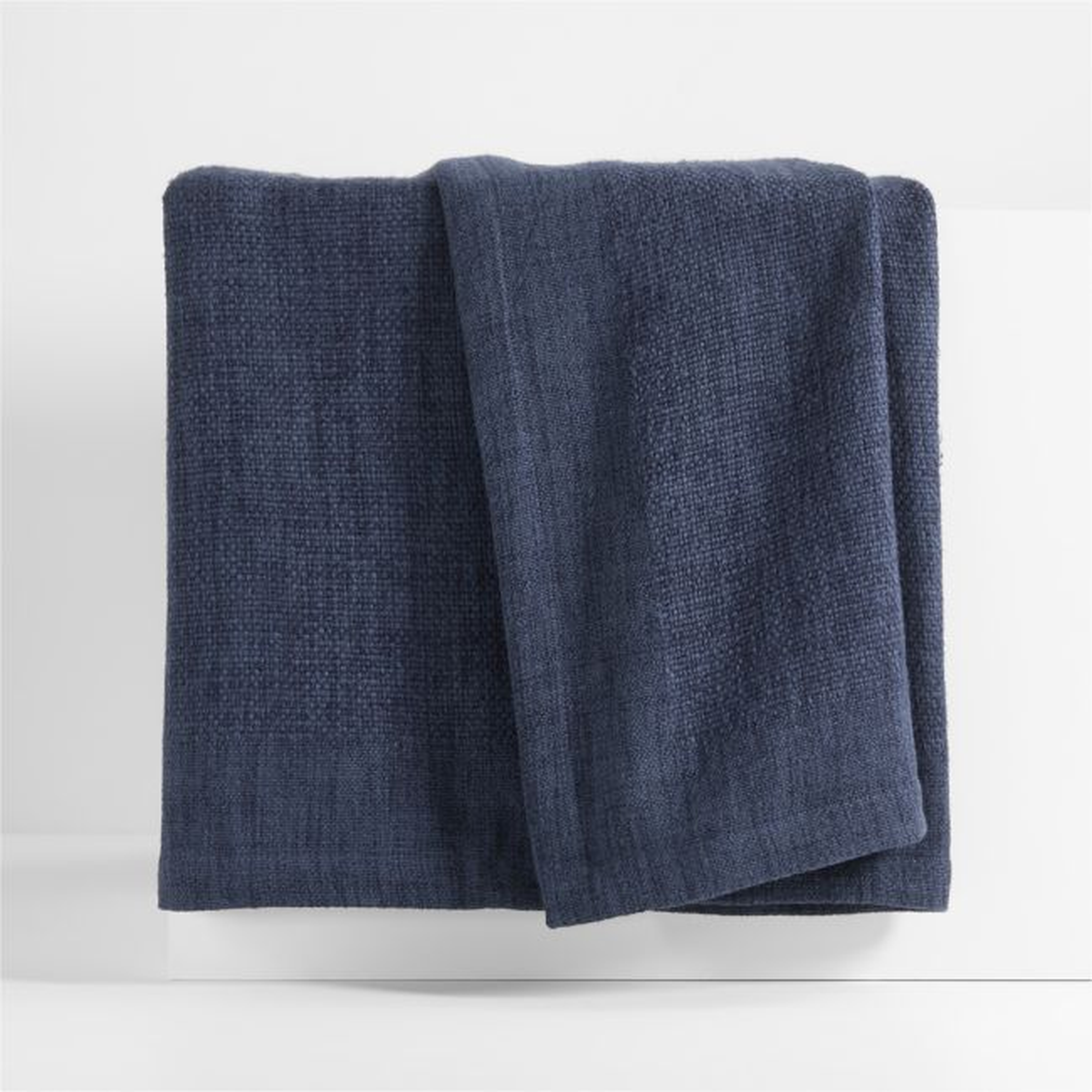 Brushed Organic Cotton Deep Indigo Blue King Bed Blanket - Crate and Barrel