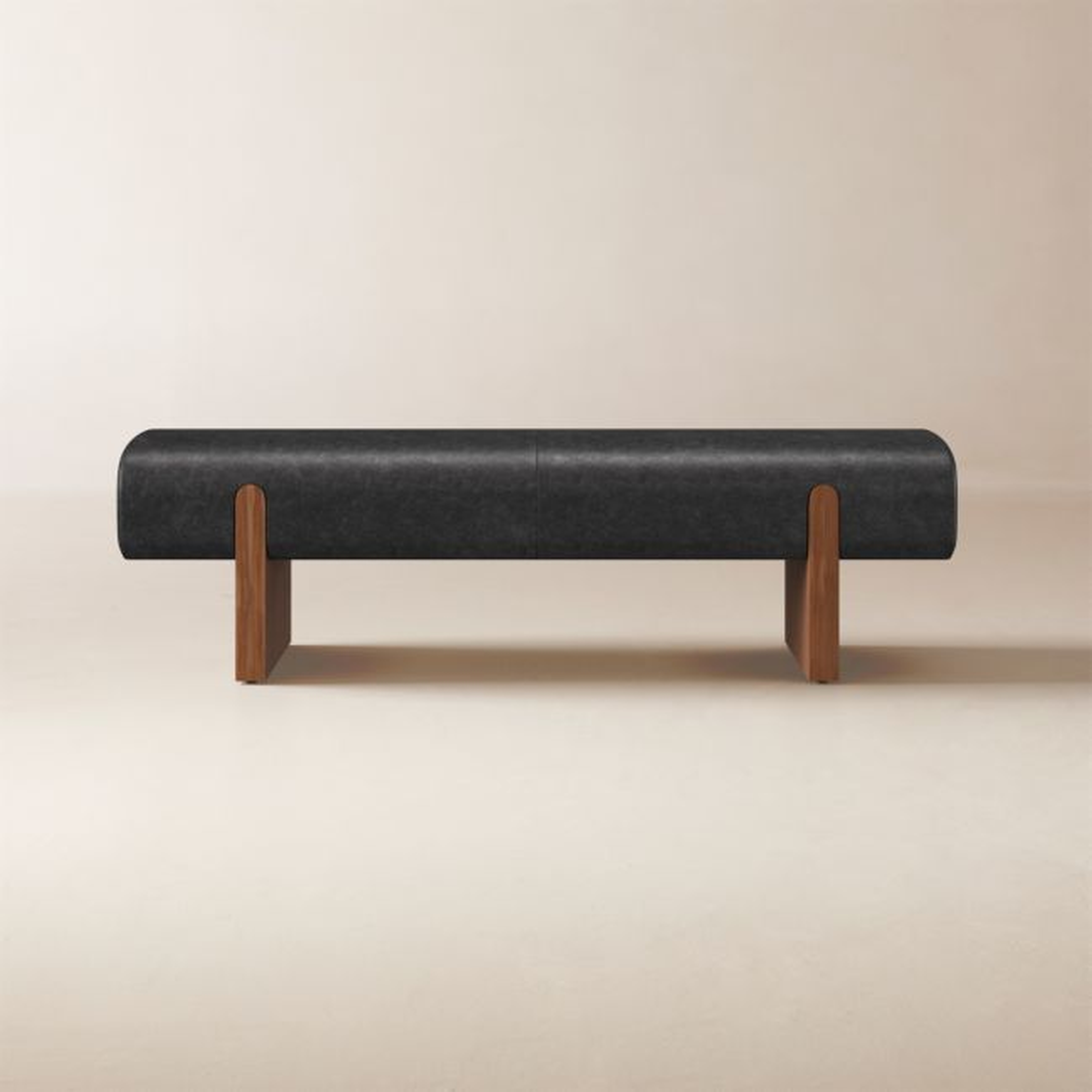 Socca 55" Bello Black Leather Bench - CB2