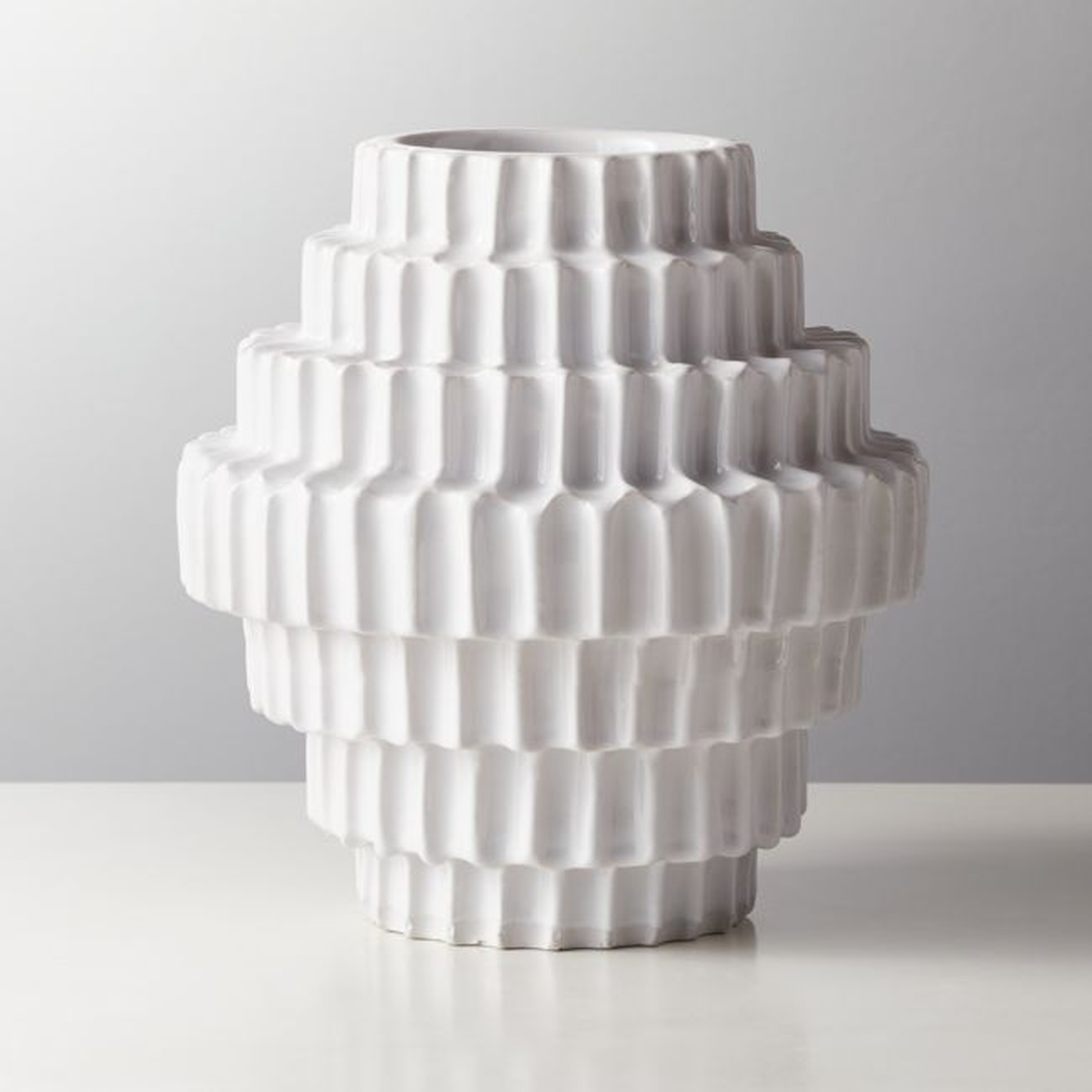 Dial Textured White Vase - CB2