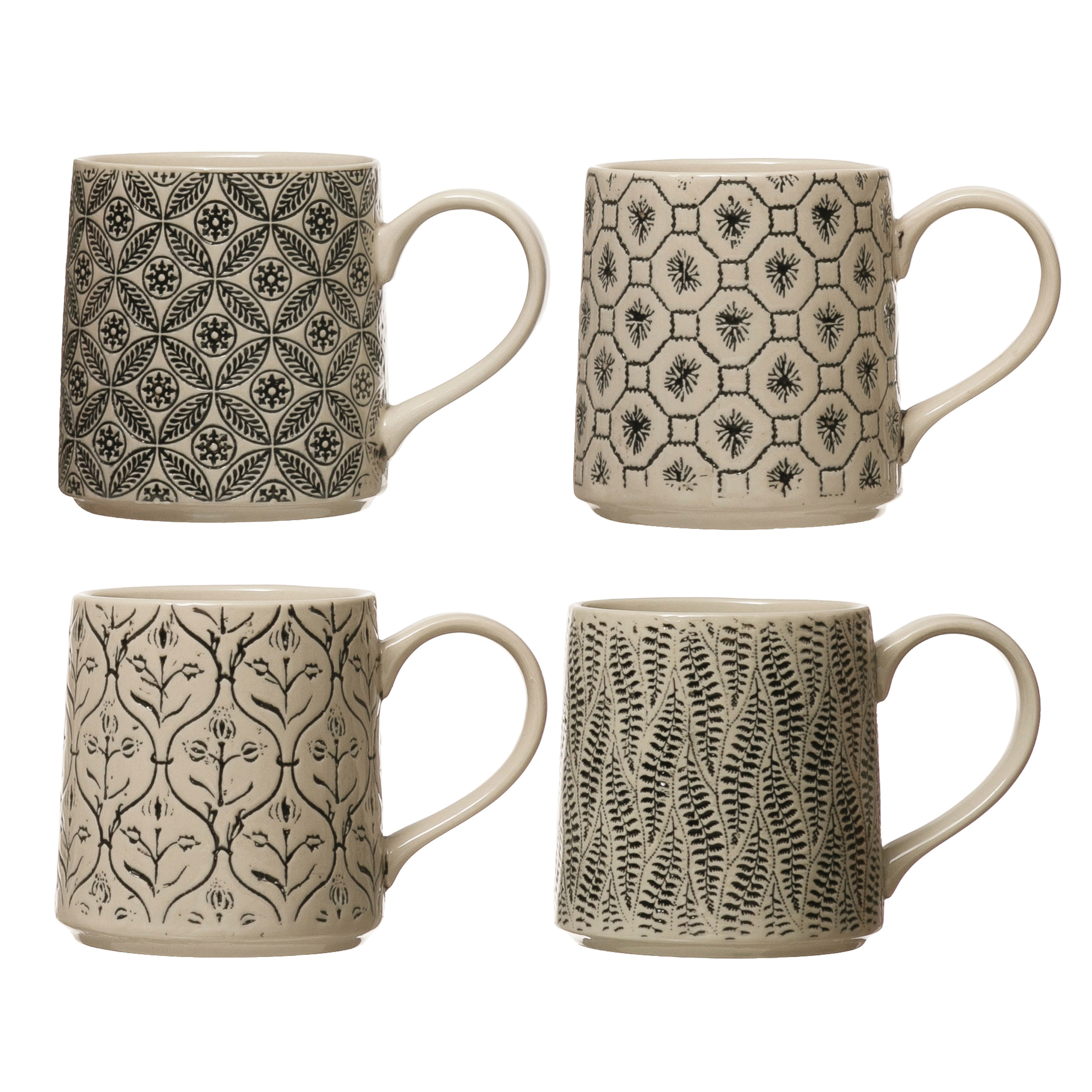 Set of 4, Stoneware Mug, 4 Styles - Nomad Home