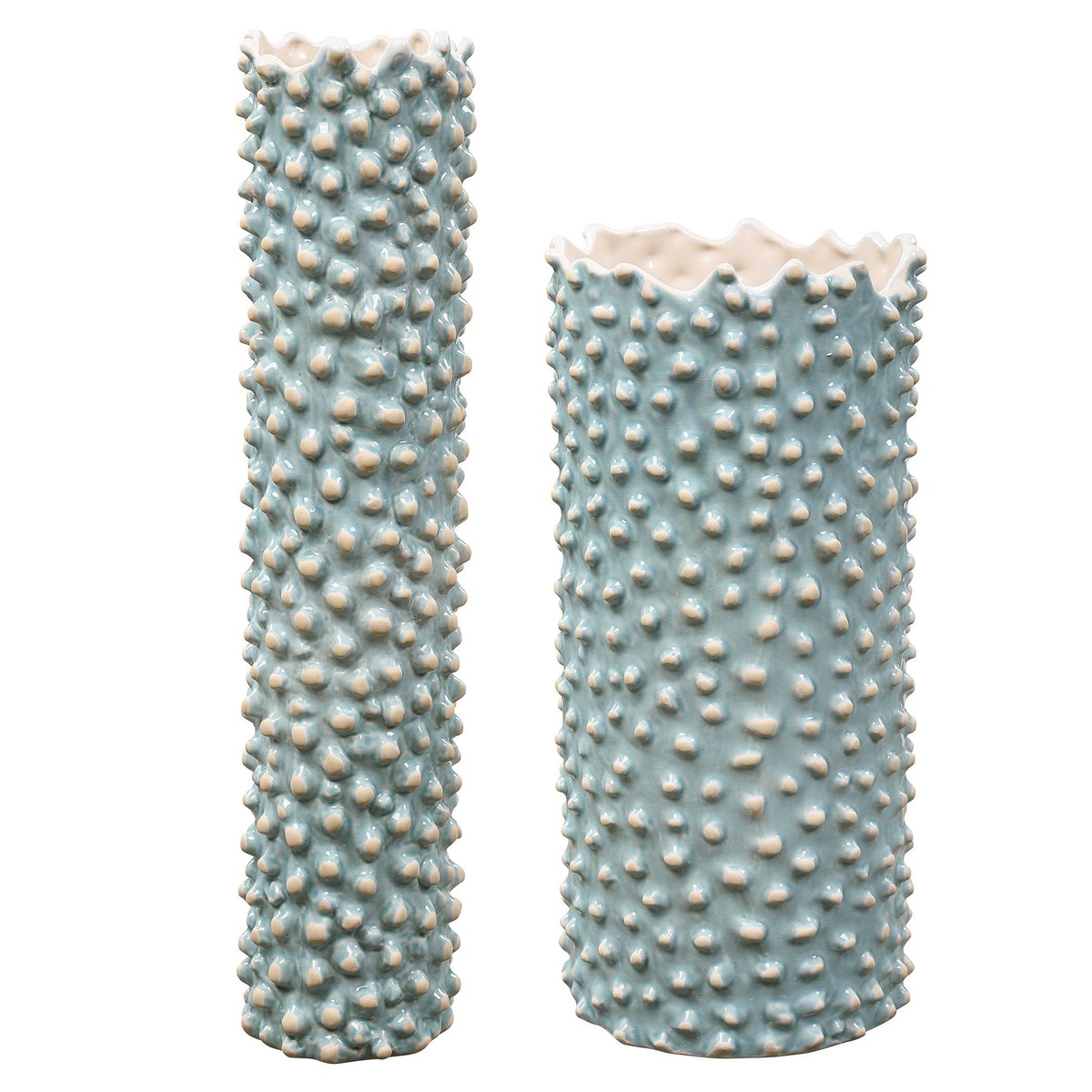 Ciji Aqua Ceramic Vases, Set of 2 - Hudsonhill Foundry