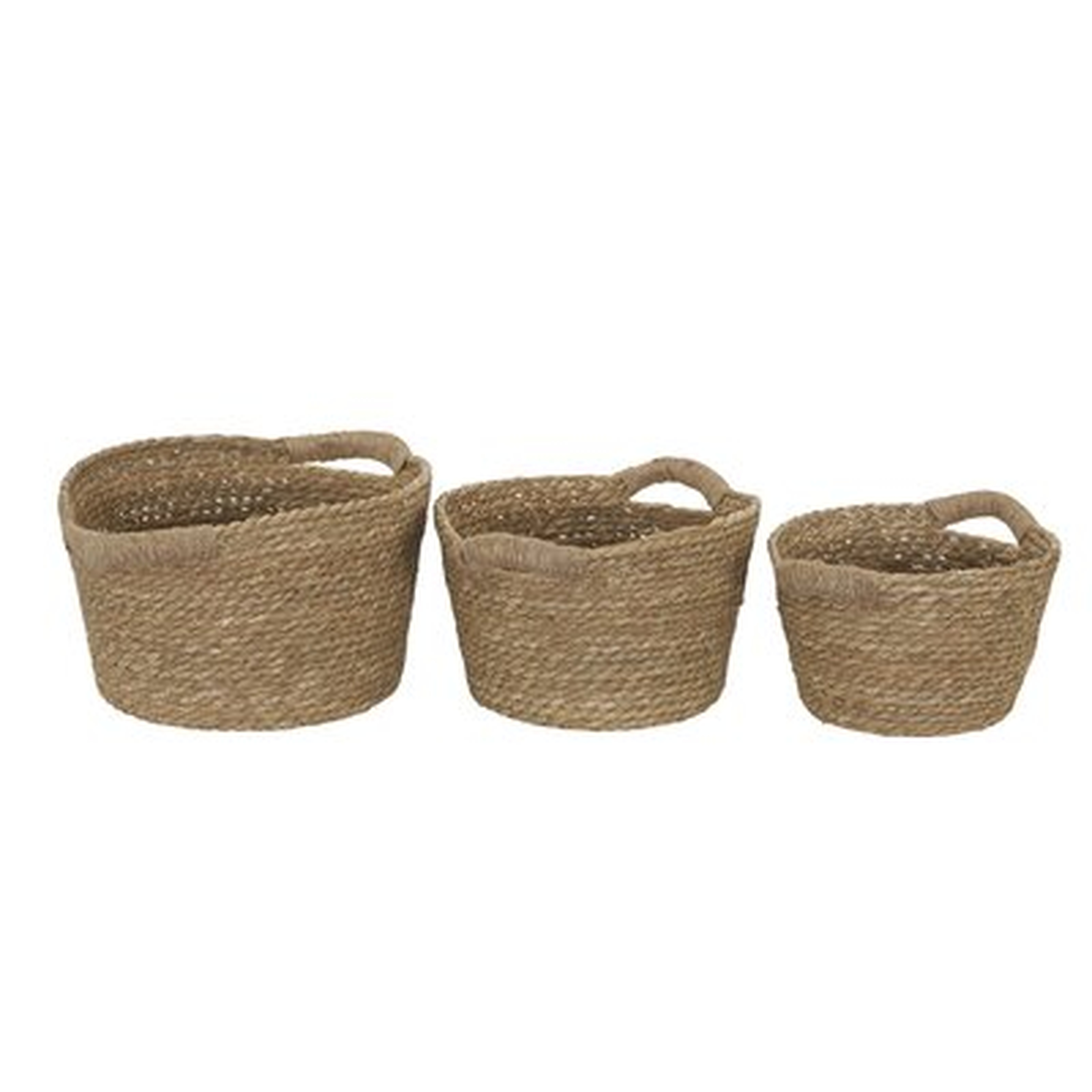 3 Piece Cattail Wicker Storage Basket Set - Wayfair