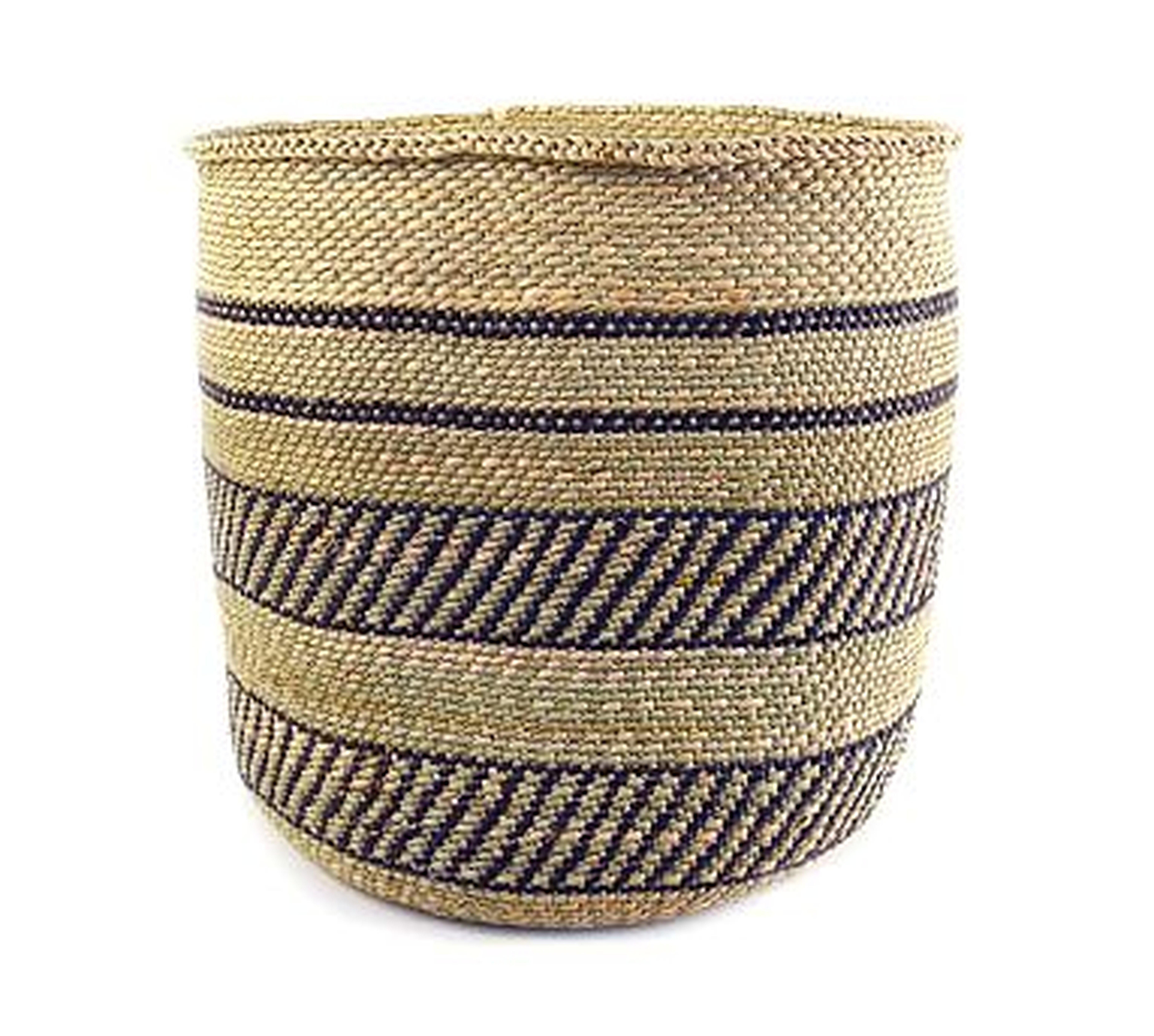 Iringa Woven Basket, Black Stripe - Large - Pottery Barn