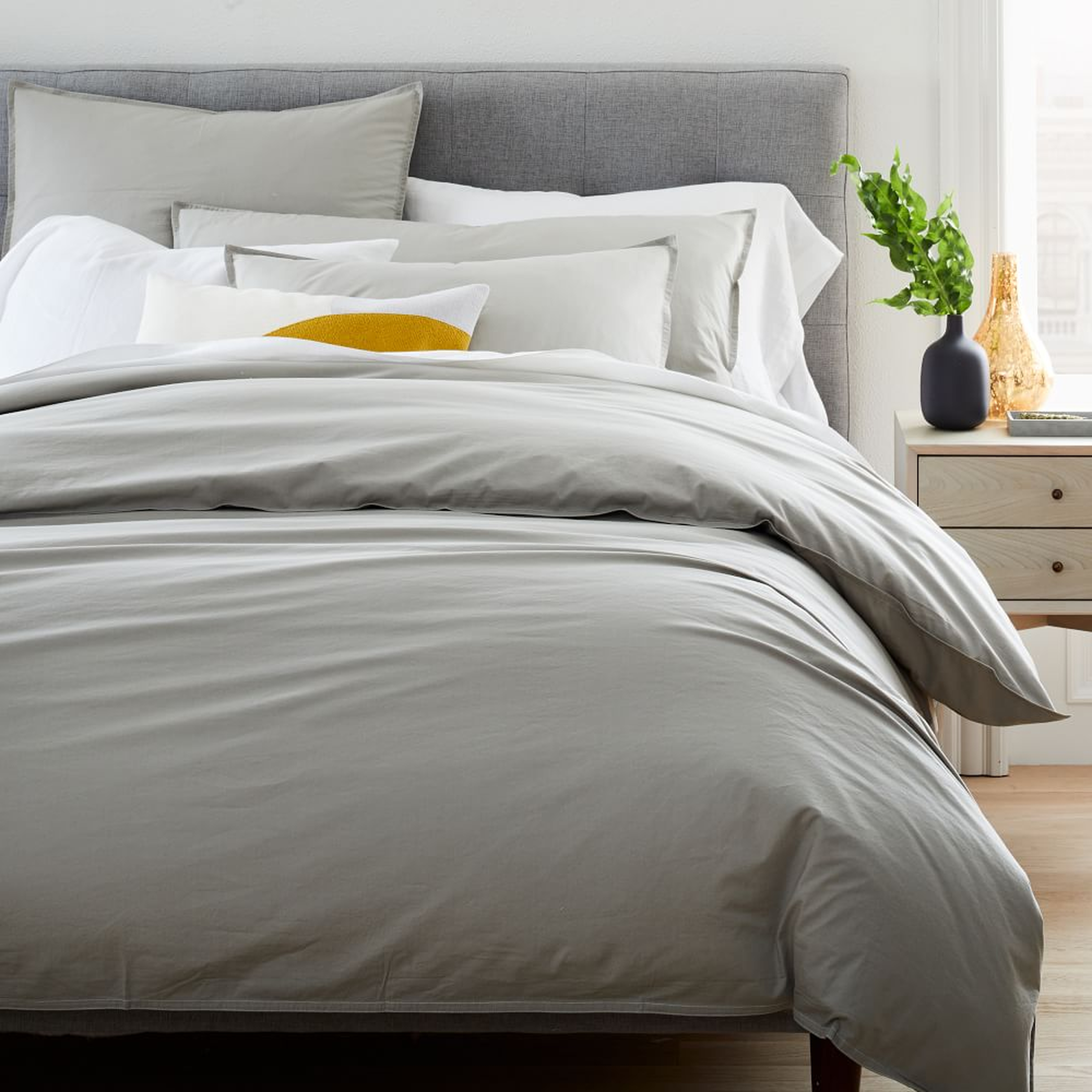 Organic Washed Cotton Percale King/Cal. King Duvet, Pearl Gray - West Elm